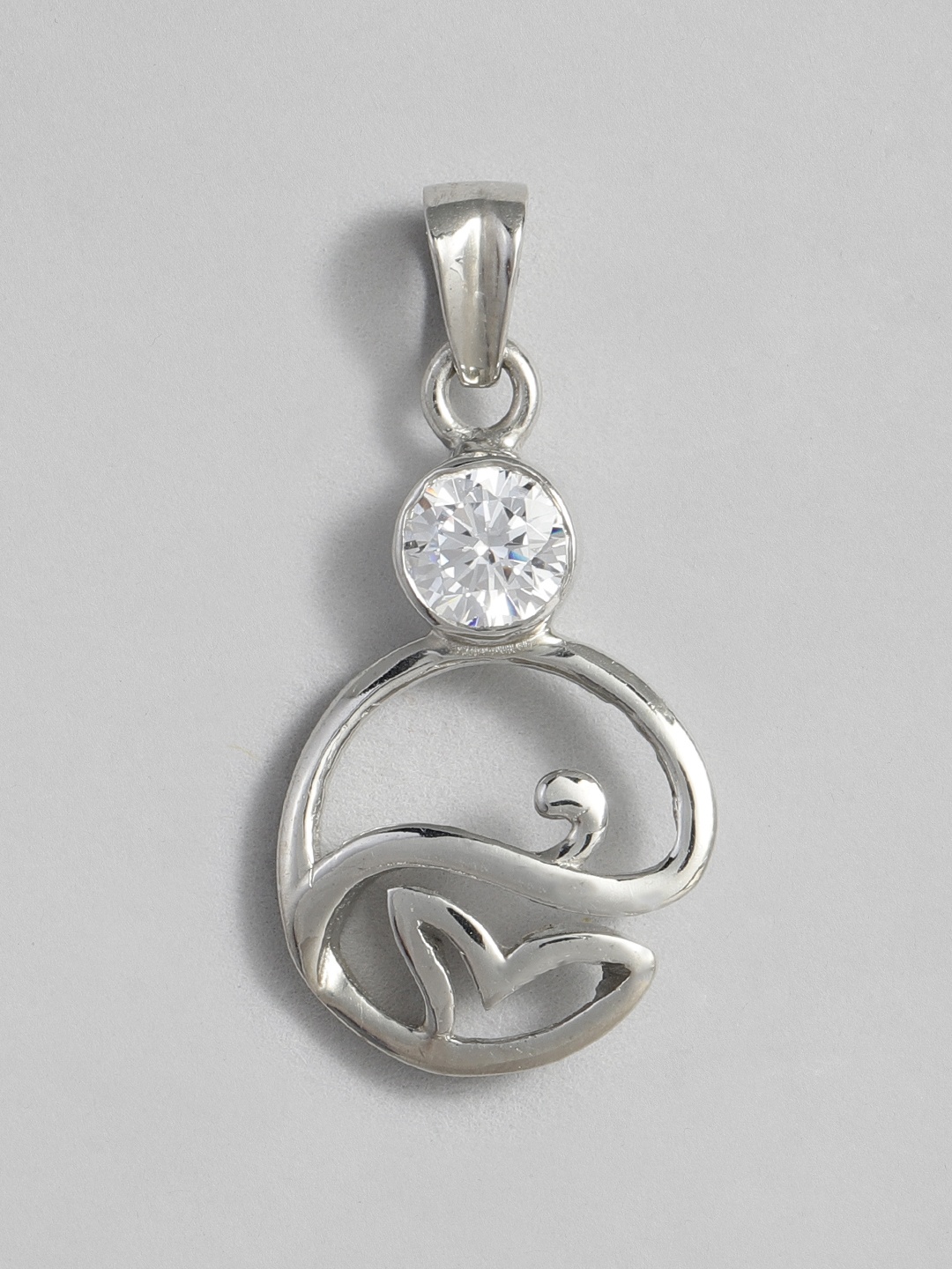 

Onaifa Silver-Toned Sterling Silver-Plated CZ-Studded Whale Pendant