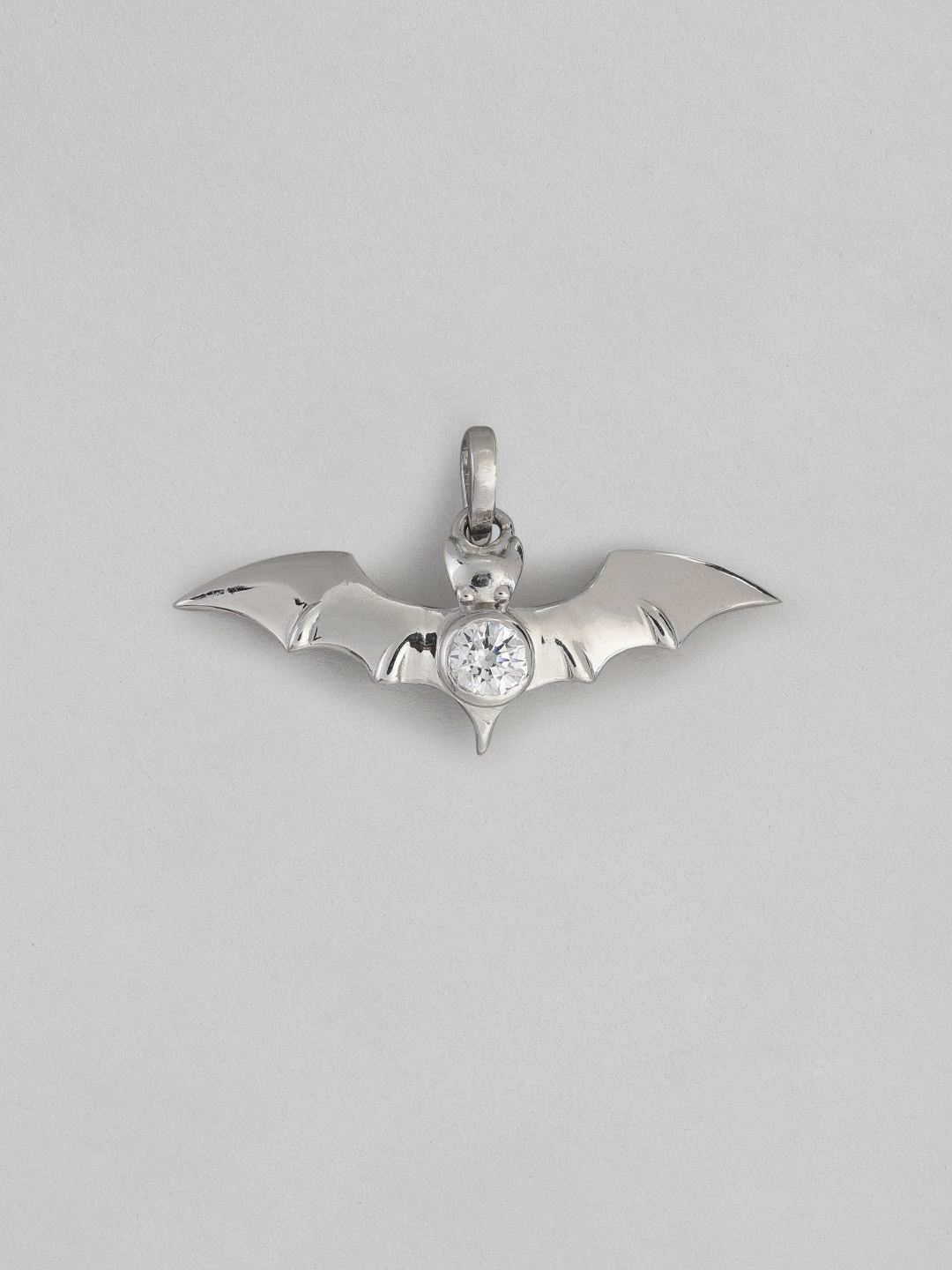 

Onaifa Women Silver-Toned Cubic Zirconia Studded Bat Shaped Pendant