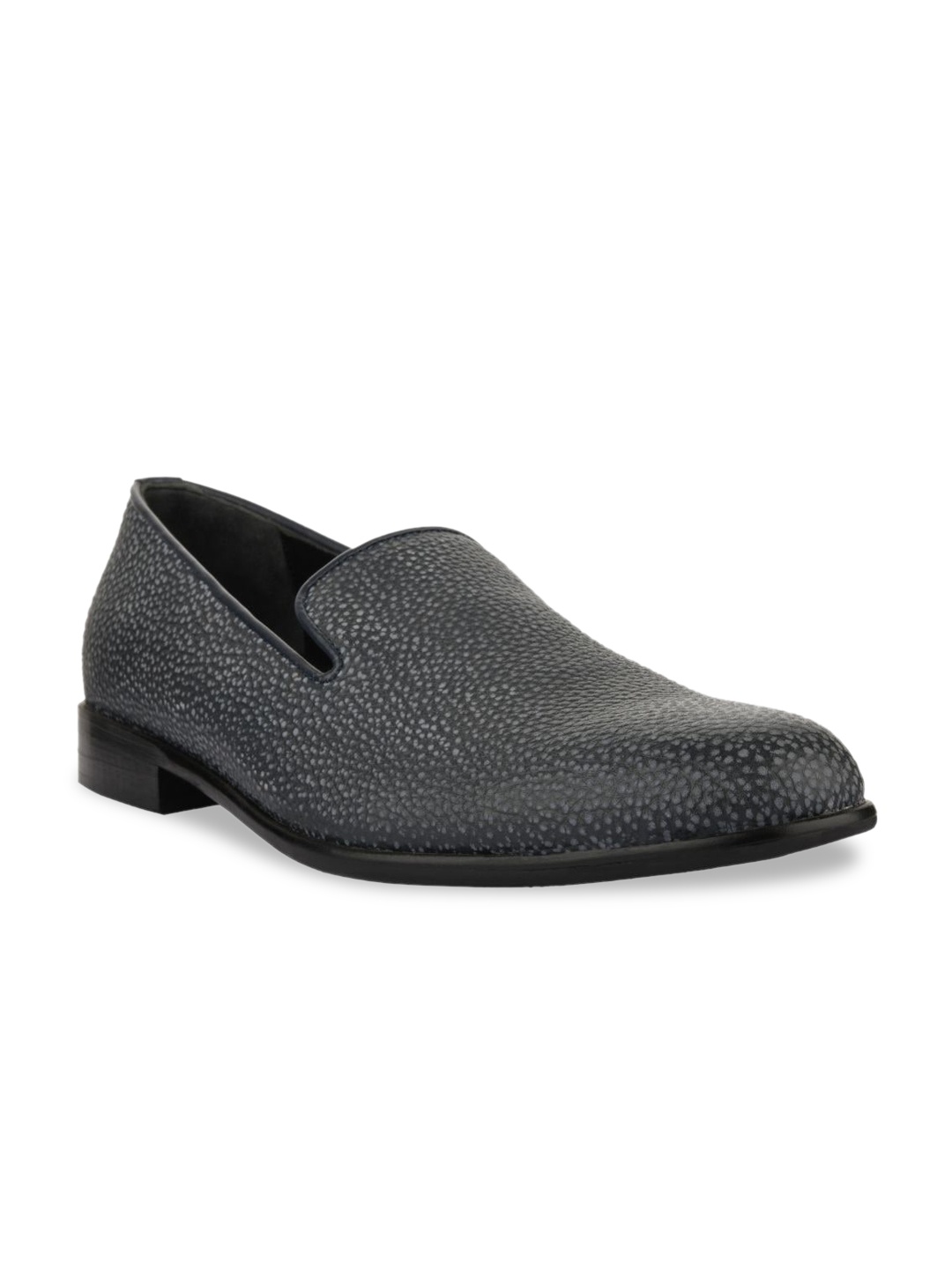 

SKO Men Blue Woven Design Leather Slip-On Sneakers