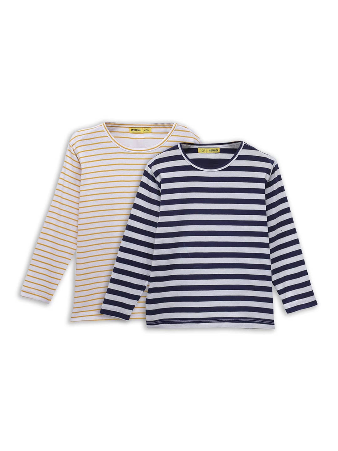

NYNSH Girls Pack of 2 Striped Cotton T-shirts, Blue
