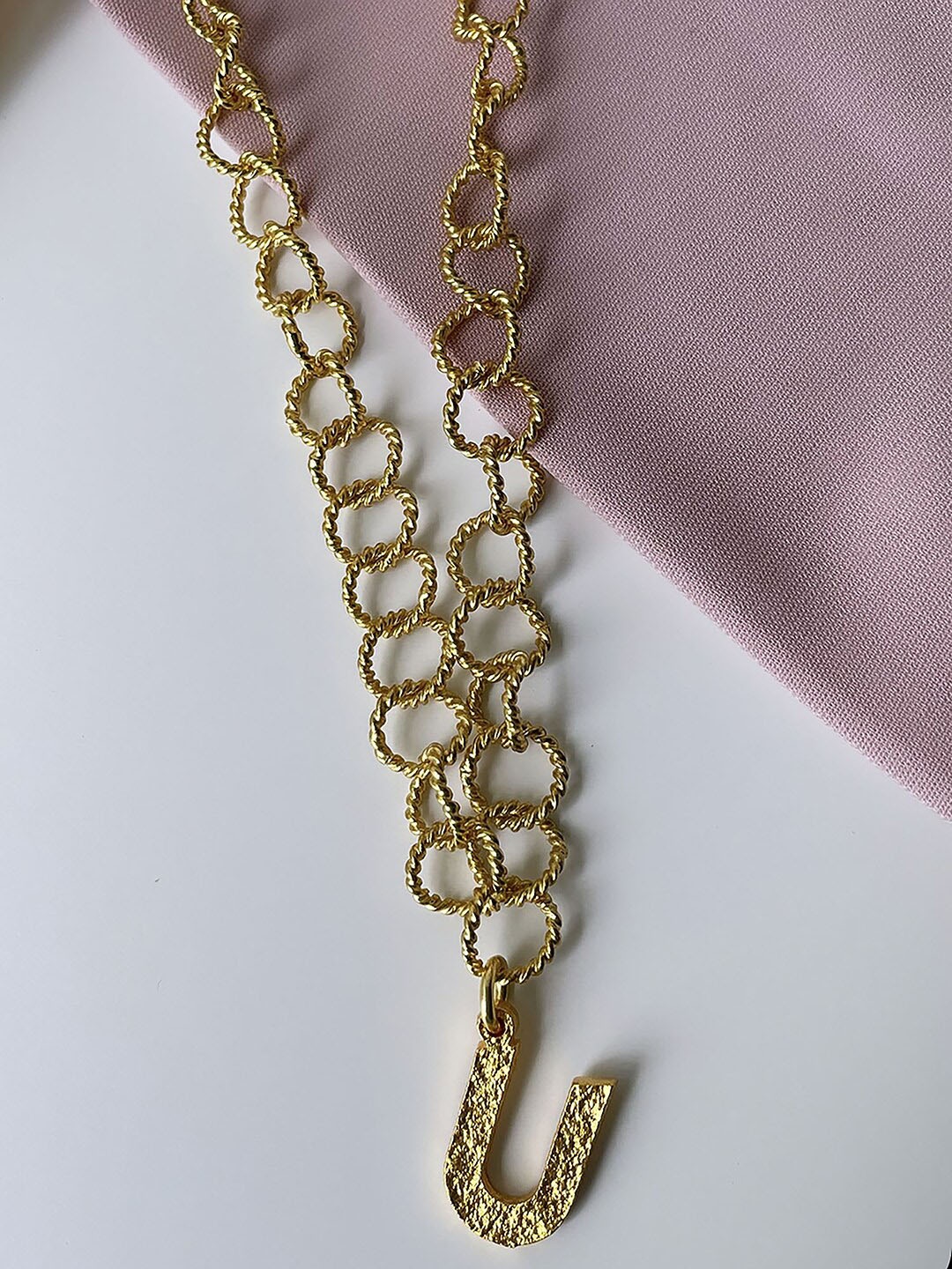 

MNSH Women Gold-Toned & Plated Signature Initial U Necklace