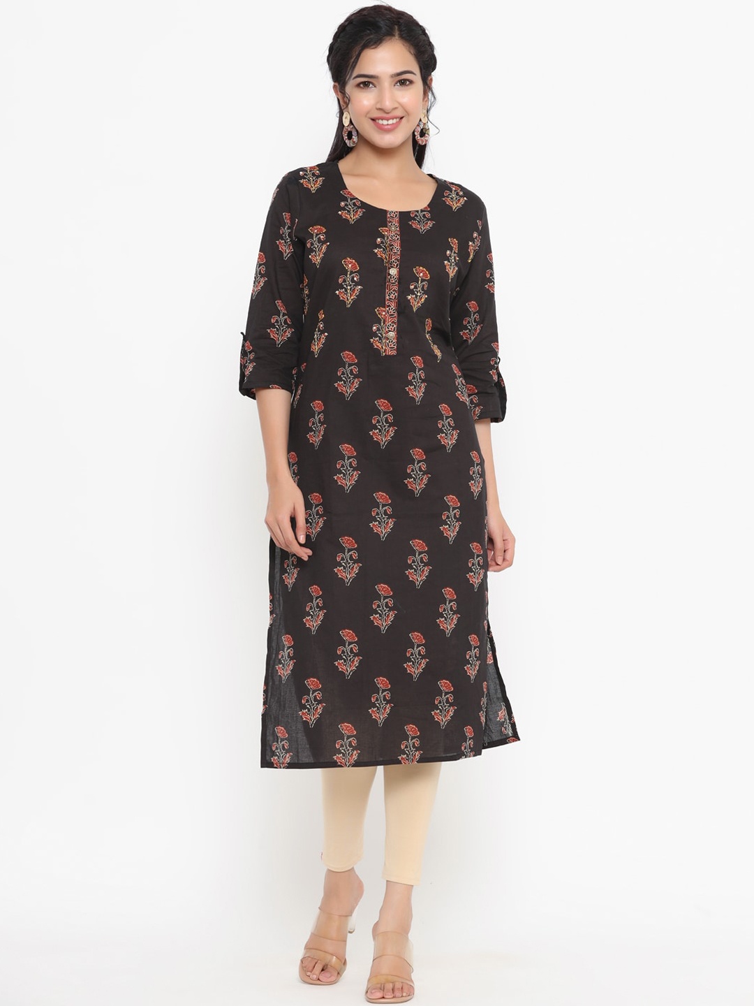 

Yufta Women Black Ethnic Motifs Printed Kurta