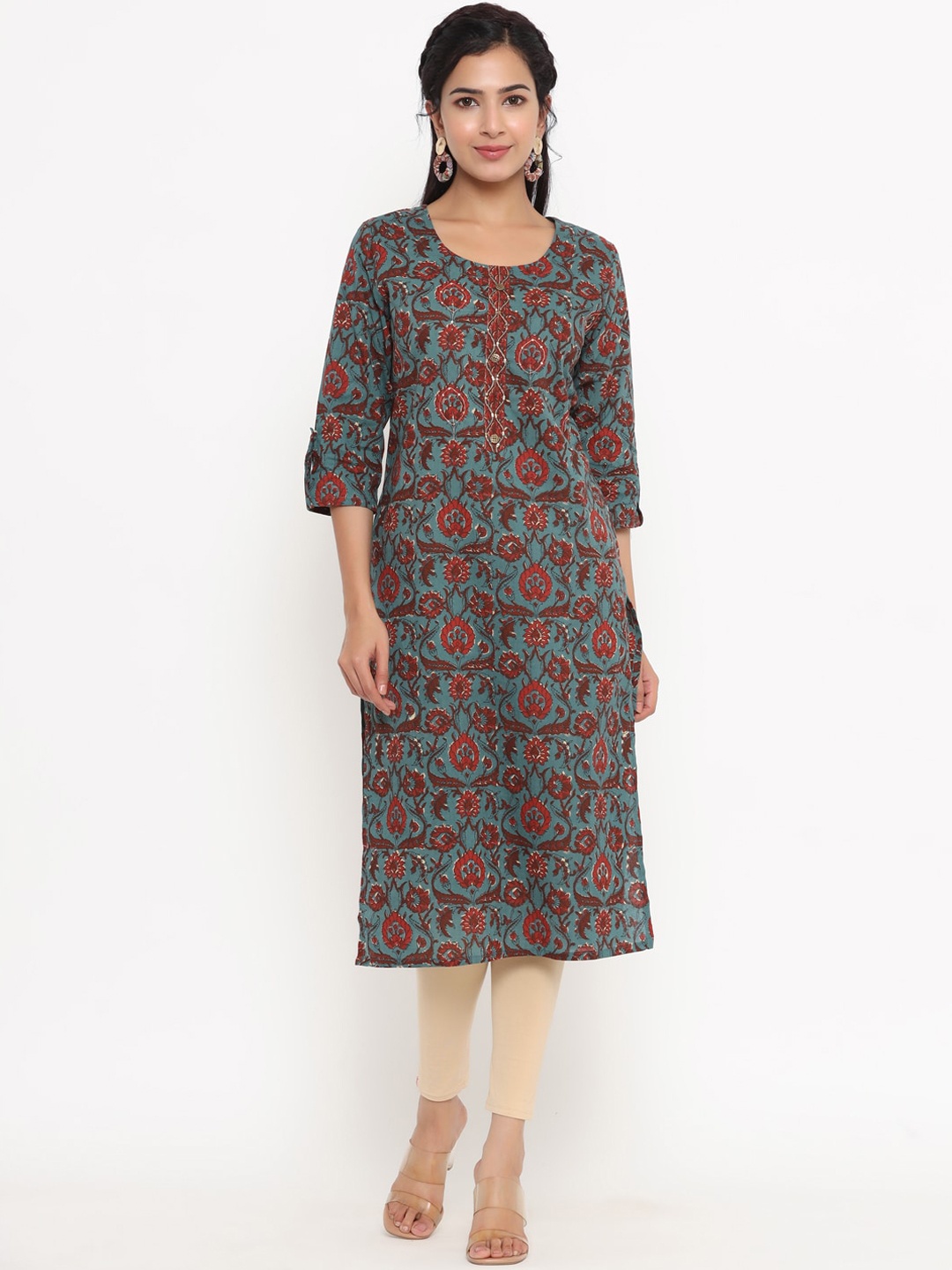 

Yufta Women Blue Ethnic Motifs Printed Kurta