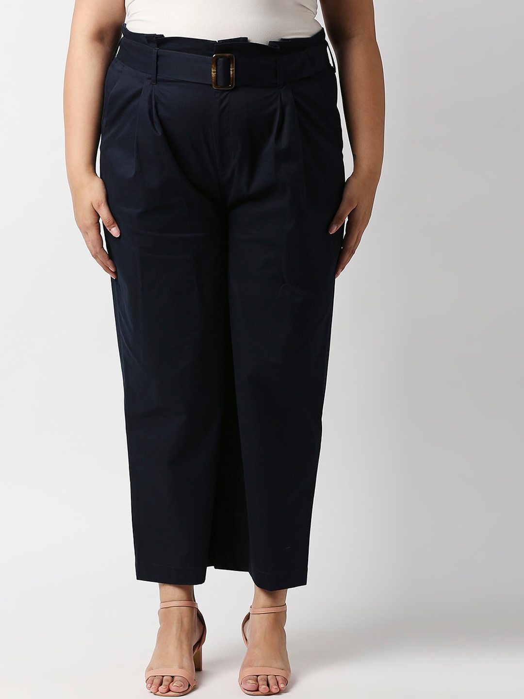

20Dresses Women Navy Blue Relaxed Pleated Trousers