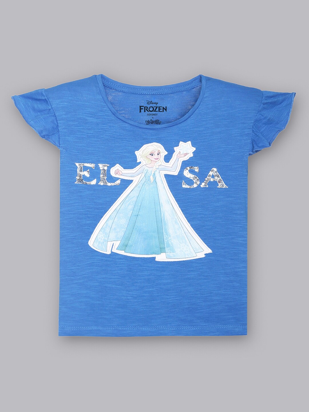 

Kids Ville Girls Blue Elsa Frozen Featured Halfsleeve T-shirt