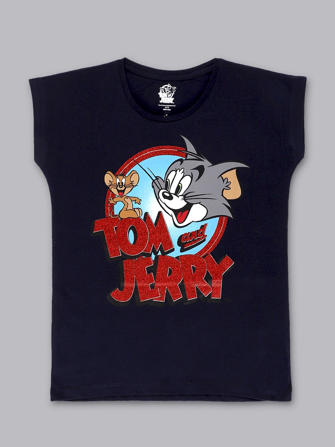 

Kids Ville Girls Navy Blue Tom & Jerry Featured Tshirt