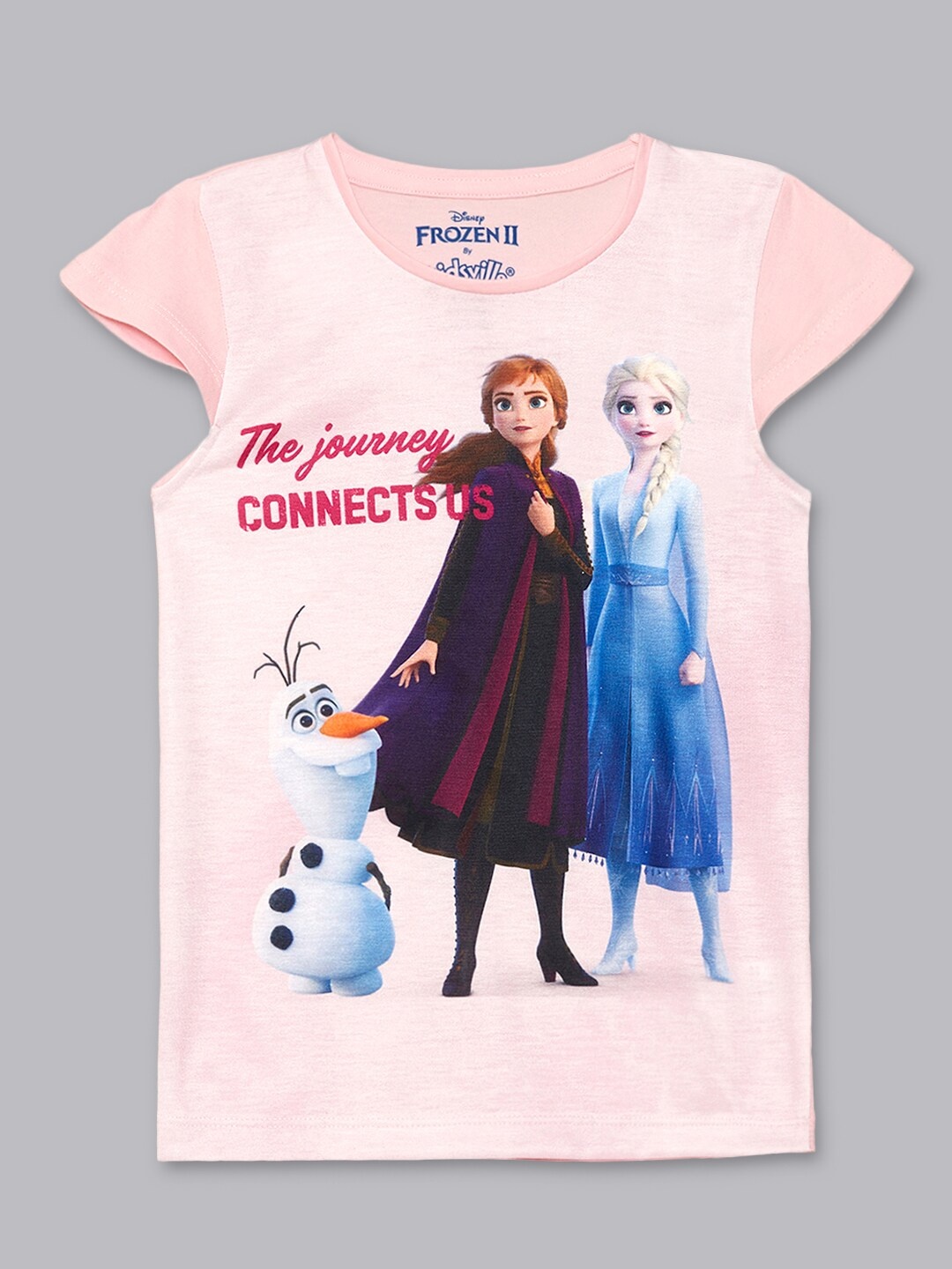 

Kids Ville Girls Pink Frozen Featured Halfsleeve T-shirt