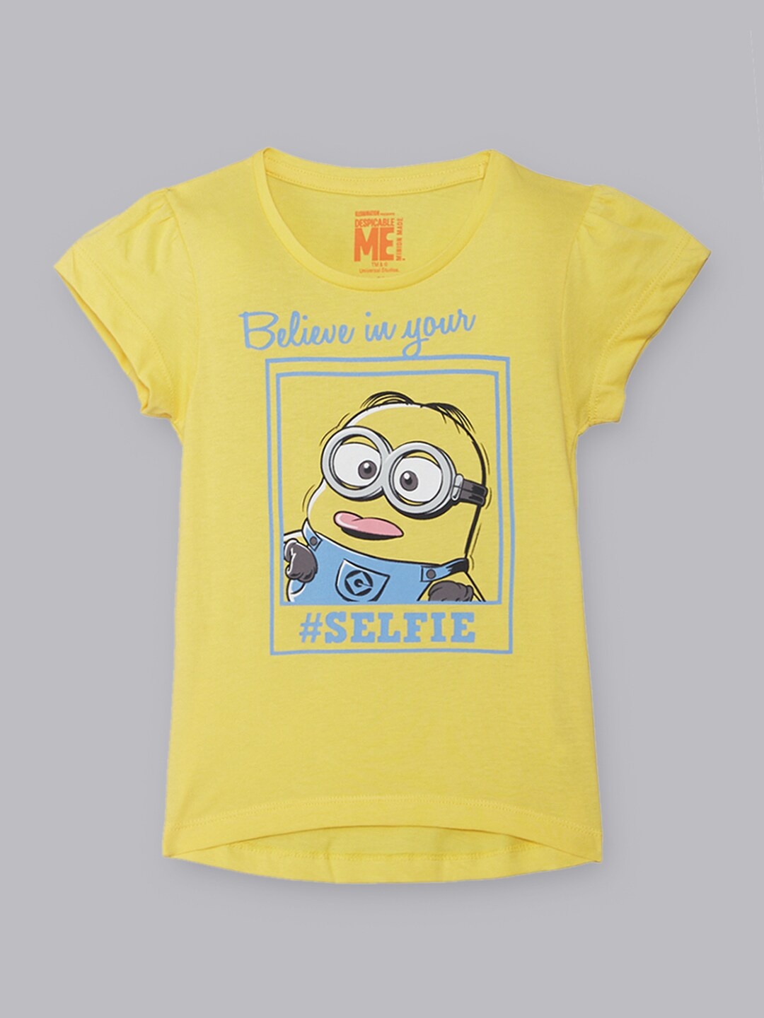 

Kids Ville Girls Yellow Minions Featured Round Neck Tshirt