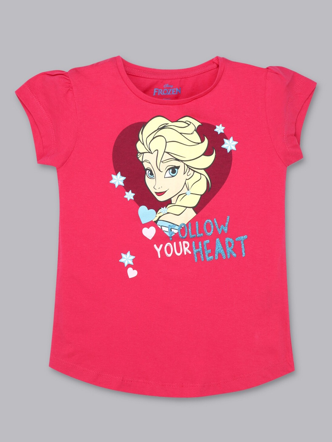 

Kids Ville Girls Fuchsia Frozen Featured Halfsleeve T-shirt