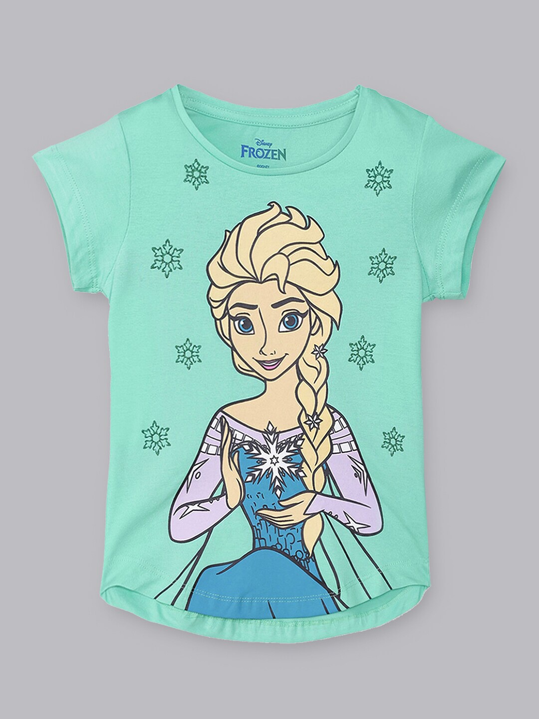 

Kids Ville Girls Green Frozen Featured Halfsleeve T-shirt