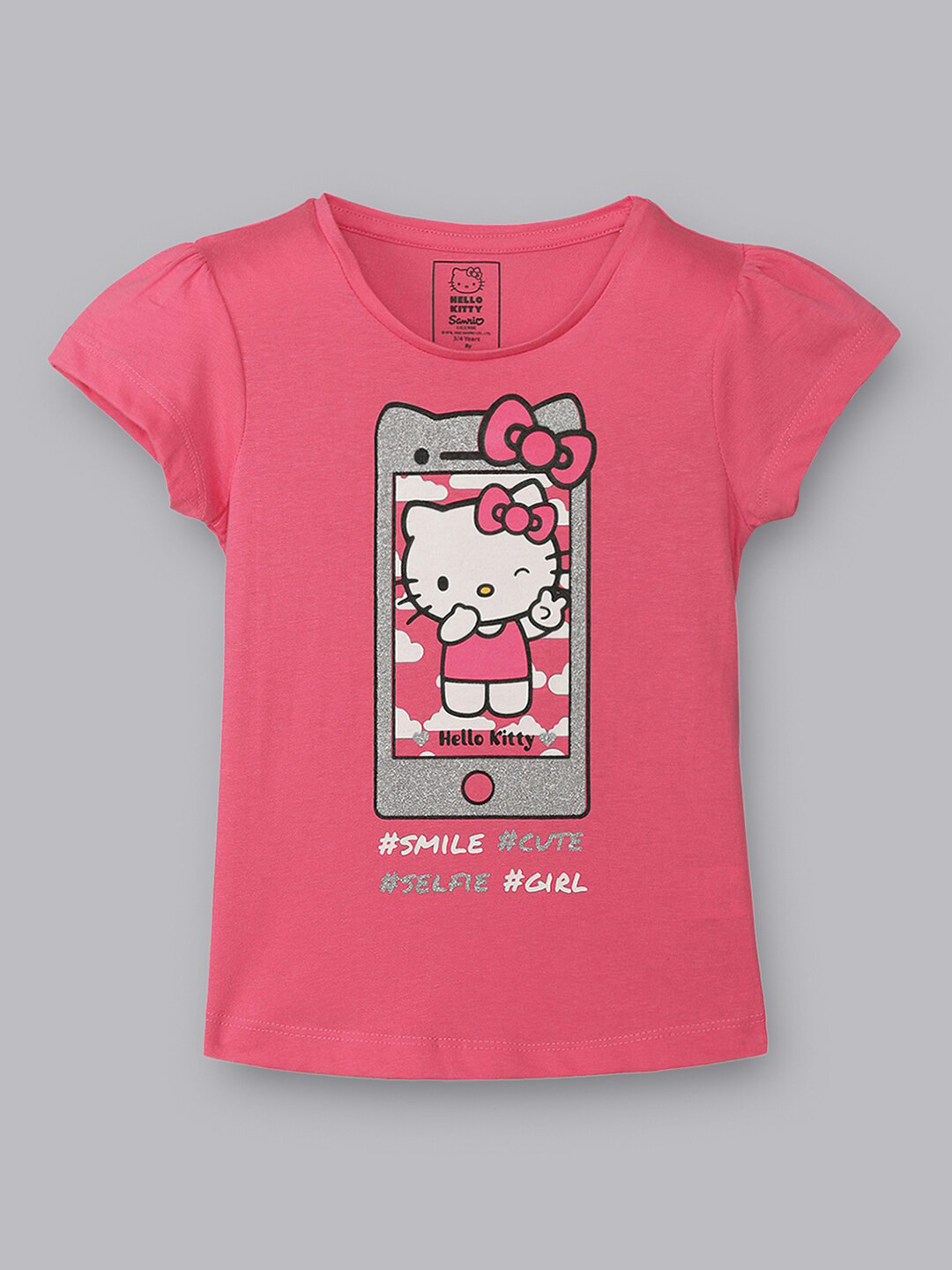 

Kids Ville Girls Pink Hello Kitty Featured Round Neck Tshirt