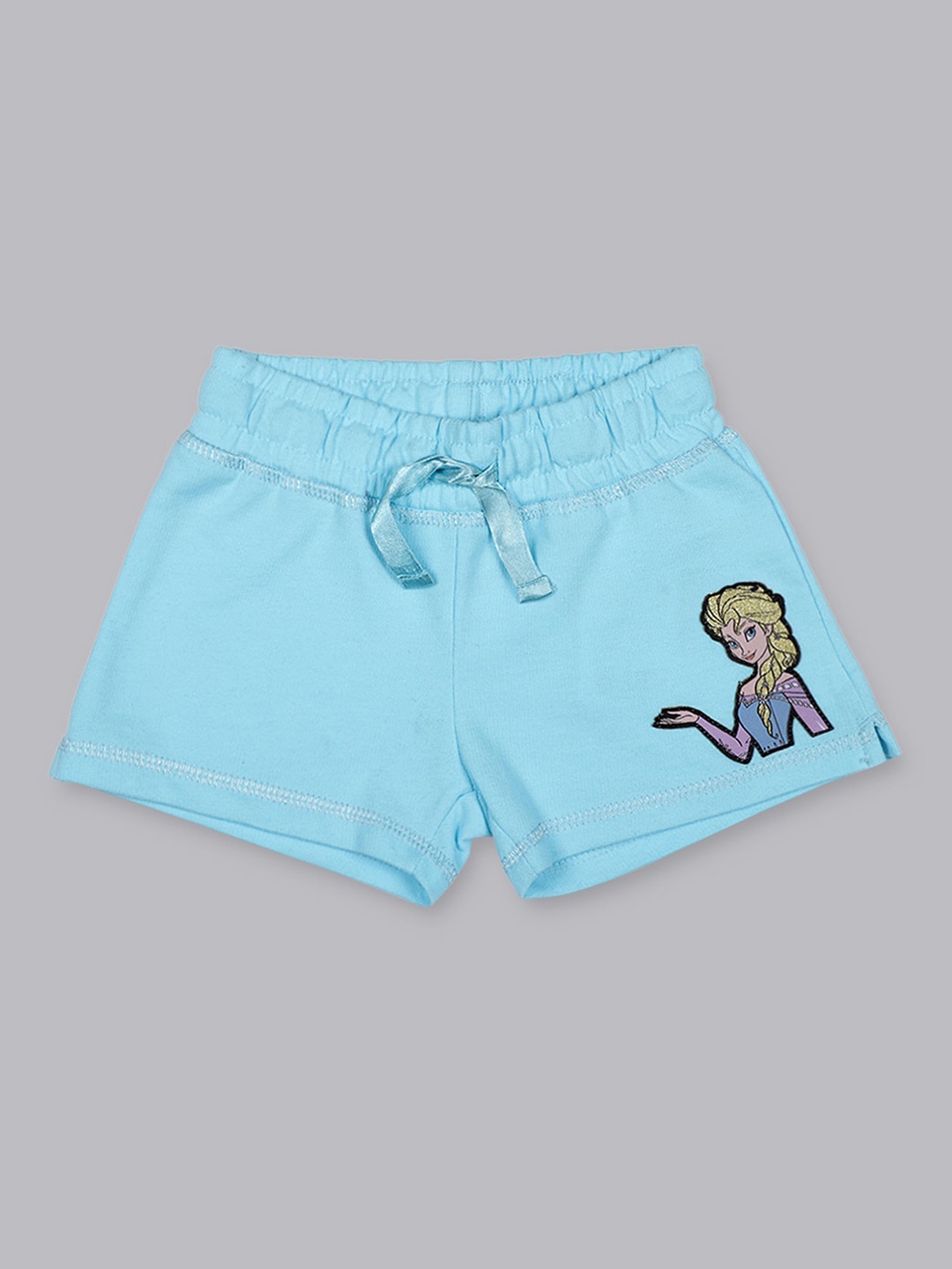 

Kids Ville Girls Blue Printed Frozen Shorts