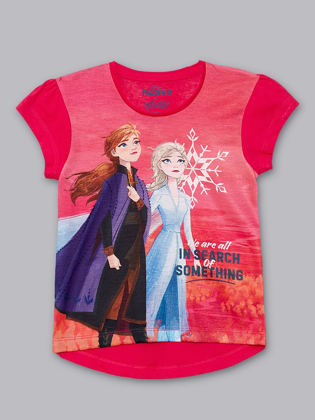 

Kids Ville Girls Pink Frozen Featured Halfsleeve T-shirt