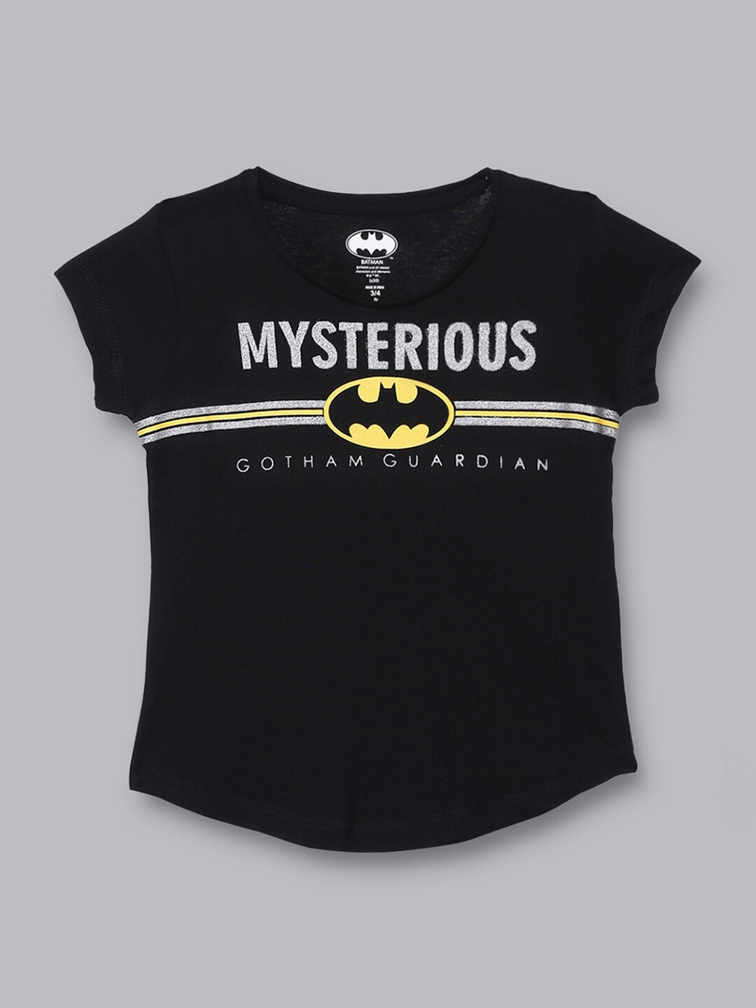 

Kids Ville Girls Black Batgirl Featured Round Neck Tshirt
