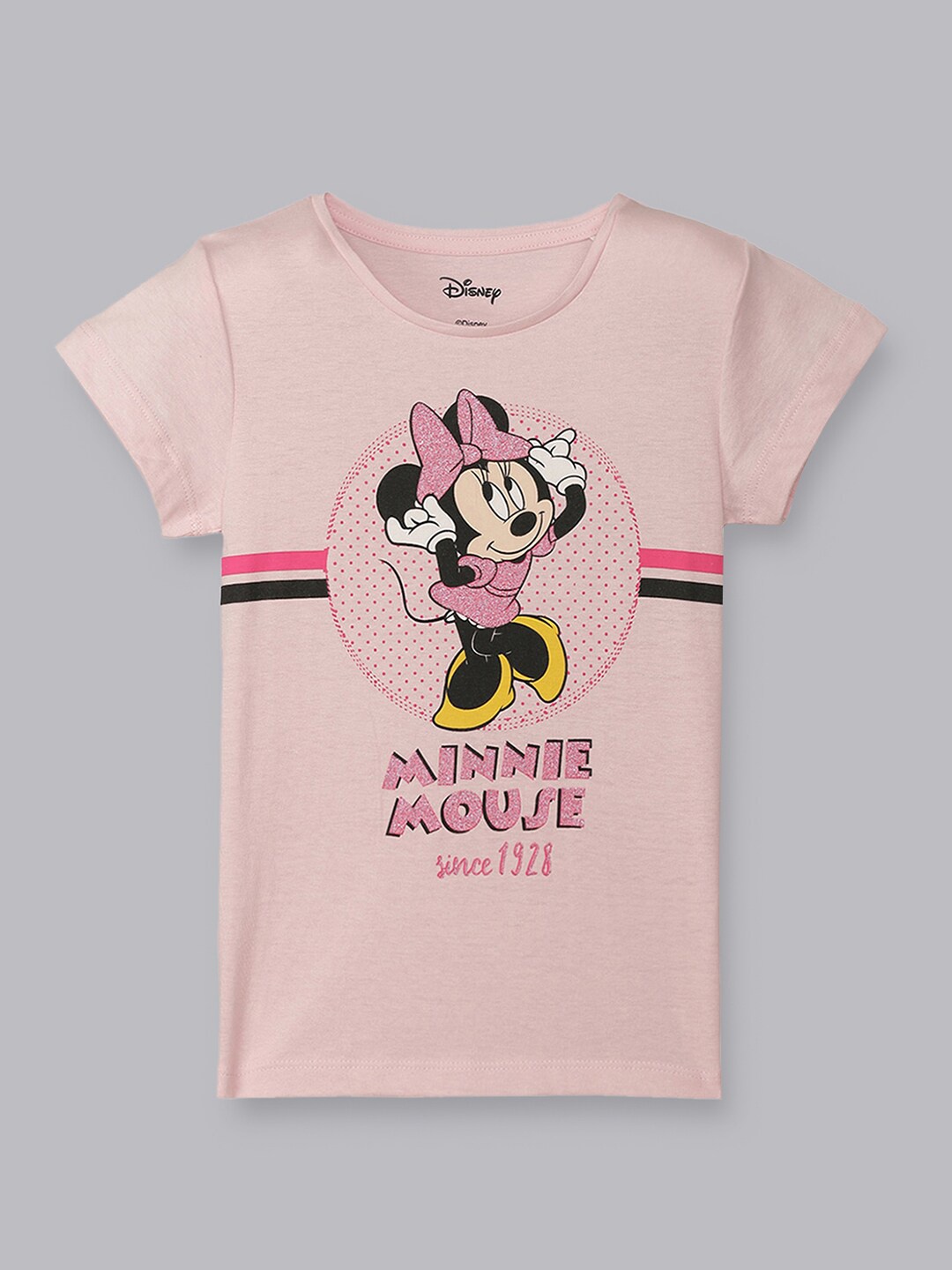 

Kids Ville Girls Pink Mickey & Friends Featured Round Neck Tshirt