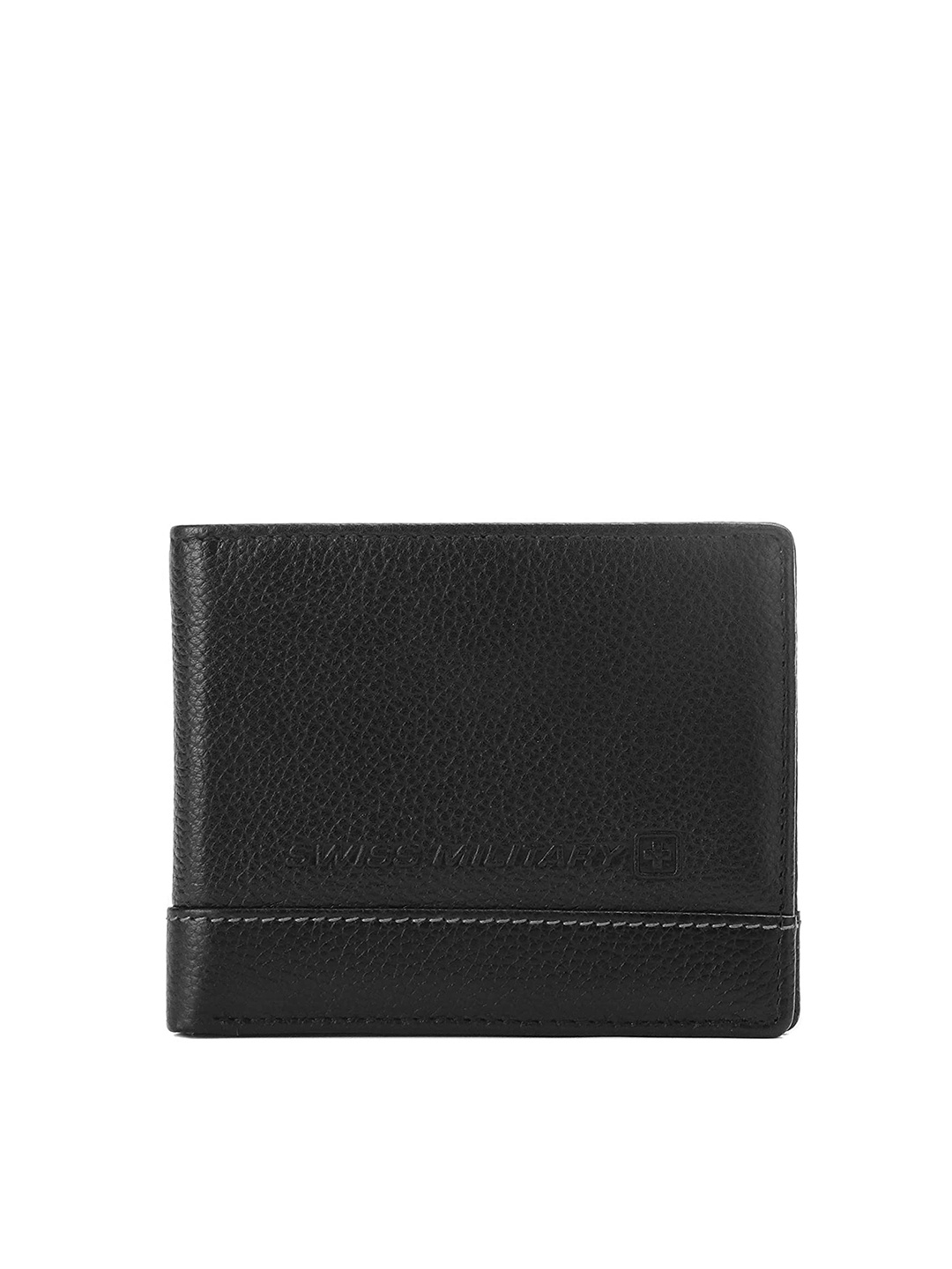 

SWISS MILITARY Unisex Black Leather Two Fold Wallet