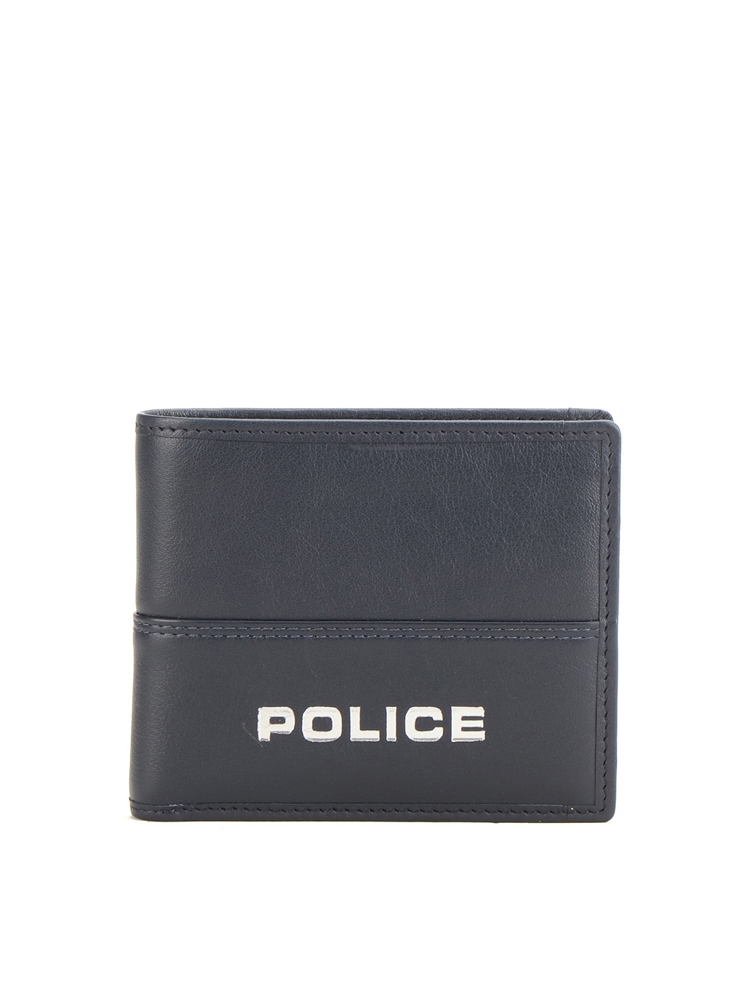 

Police Unisex Blue & White Leather Two Fold Wallet