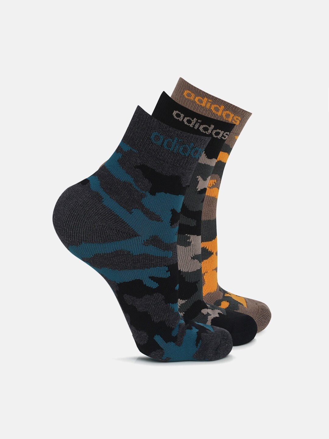 

ADIDAS Men Pack of 3 Black & Brown Ankle Length Socks