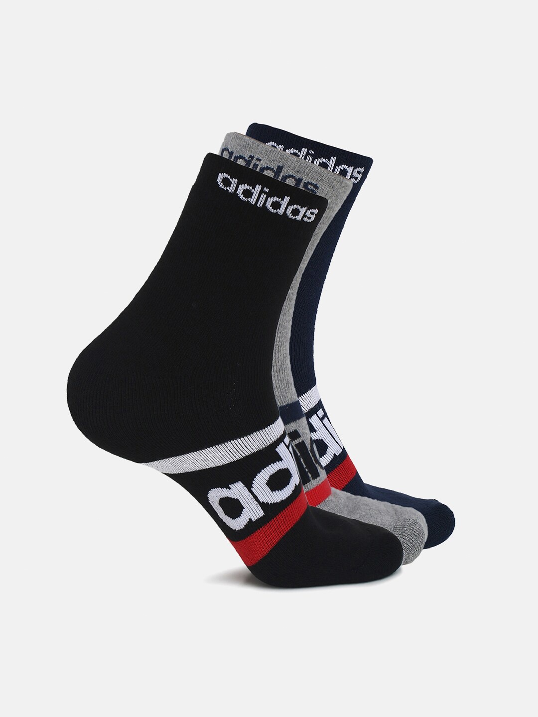 

ADIDAS Men Pack of 3 Patterned Cotton Socks, Grey