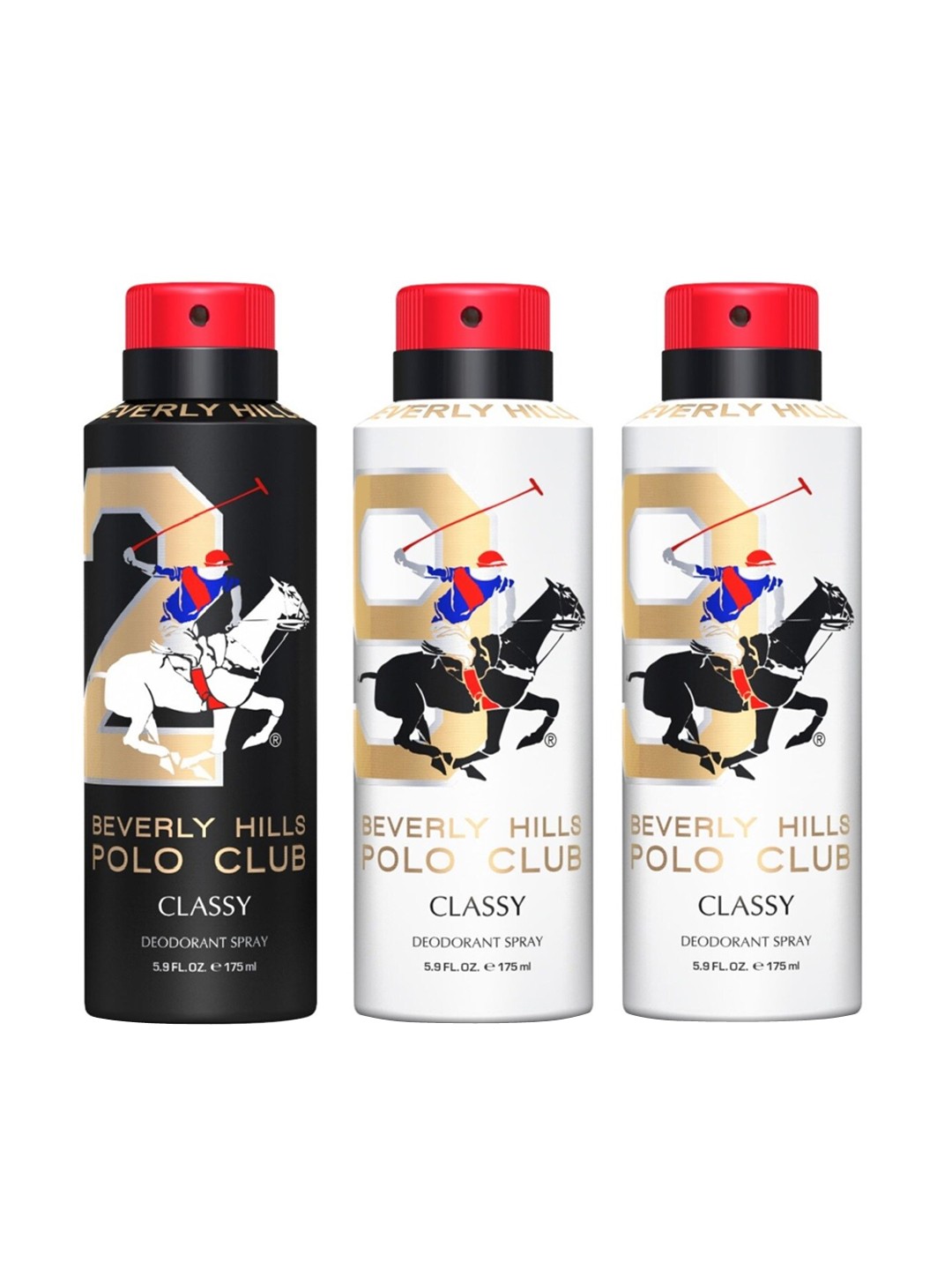 

Beverly Hills Polo Club Men Set of 3 Classy Deodorants - No.2 & No.9 - 175ml each, White