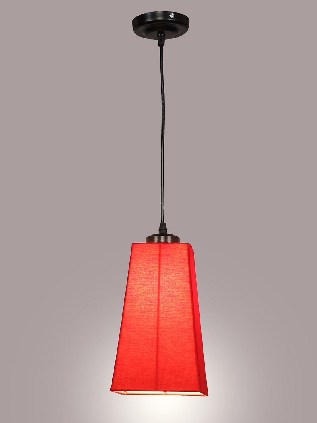

Devansh Red Cotton Pyramid Contemporary Hanging Lamp