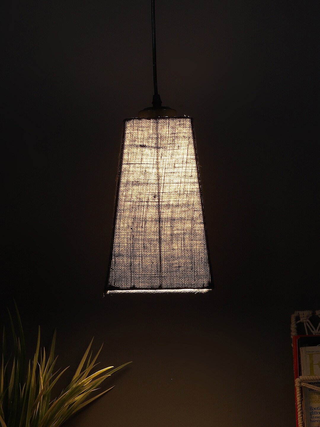 

Devansh Blue Pyramid Ceiling Lamp With Jute Shade