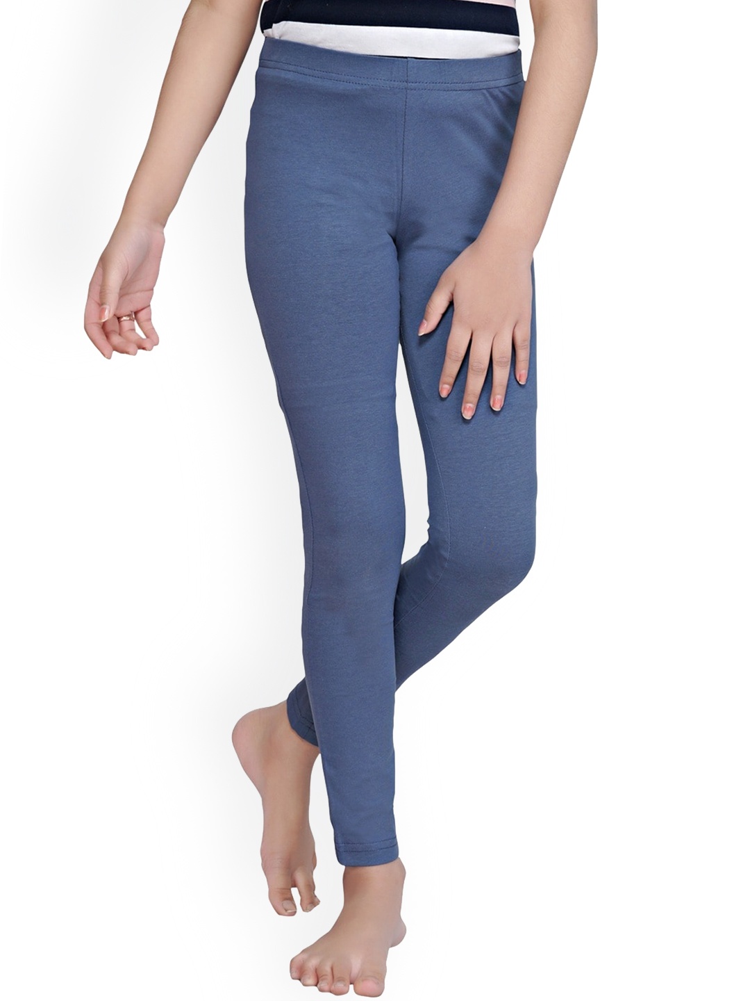 

Tiny Girl Girls Blue Solid Cotton Slim Lounge Pants