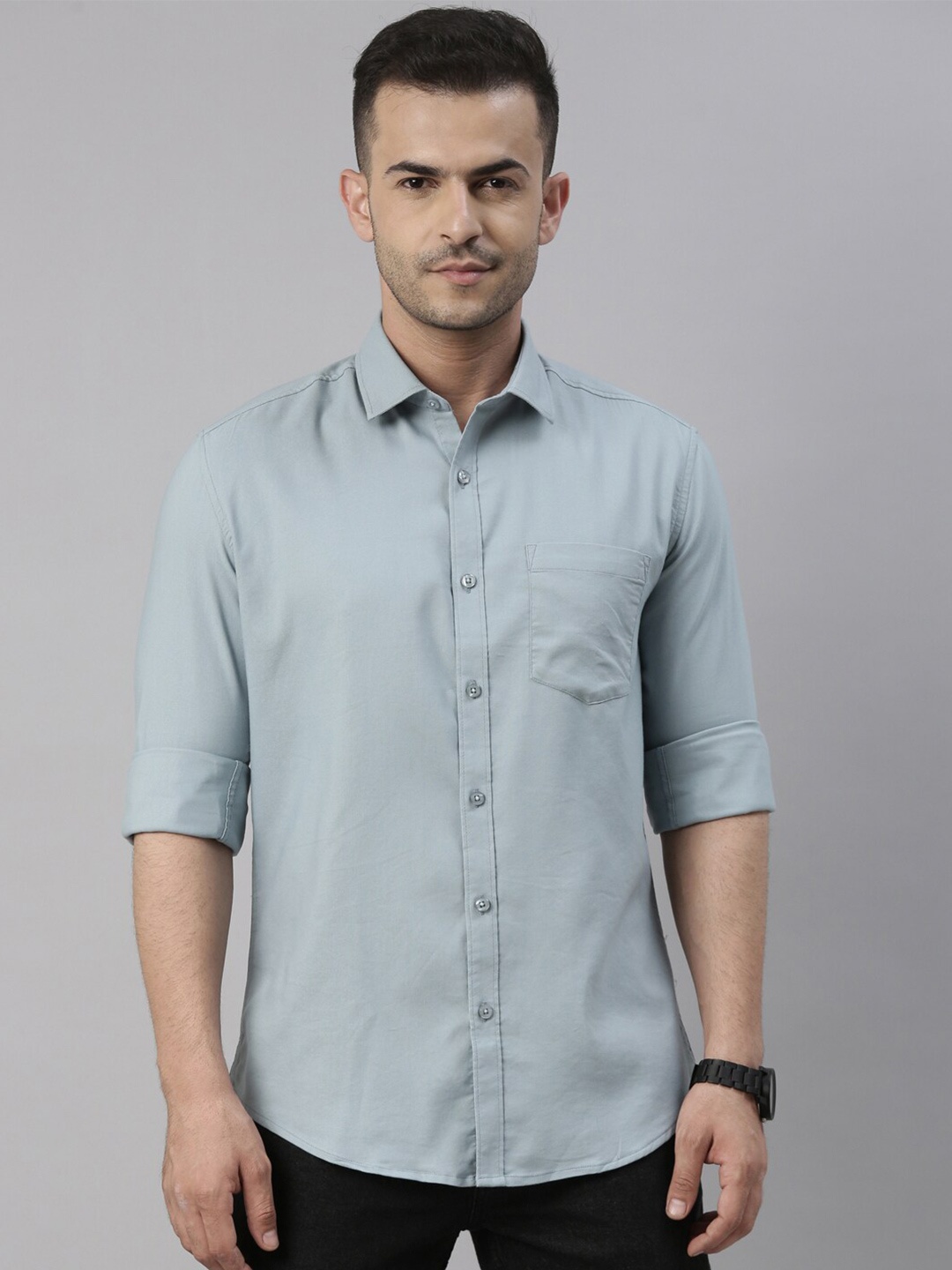 

Bushirt Men Blue Comfort Cotton Casual Shirt