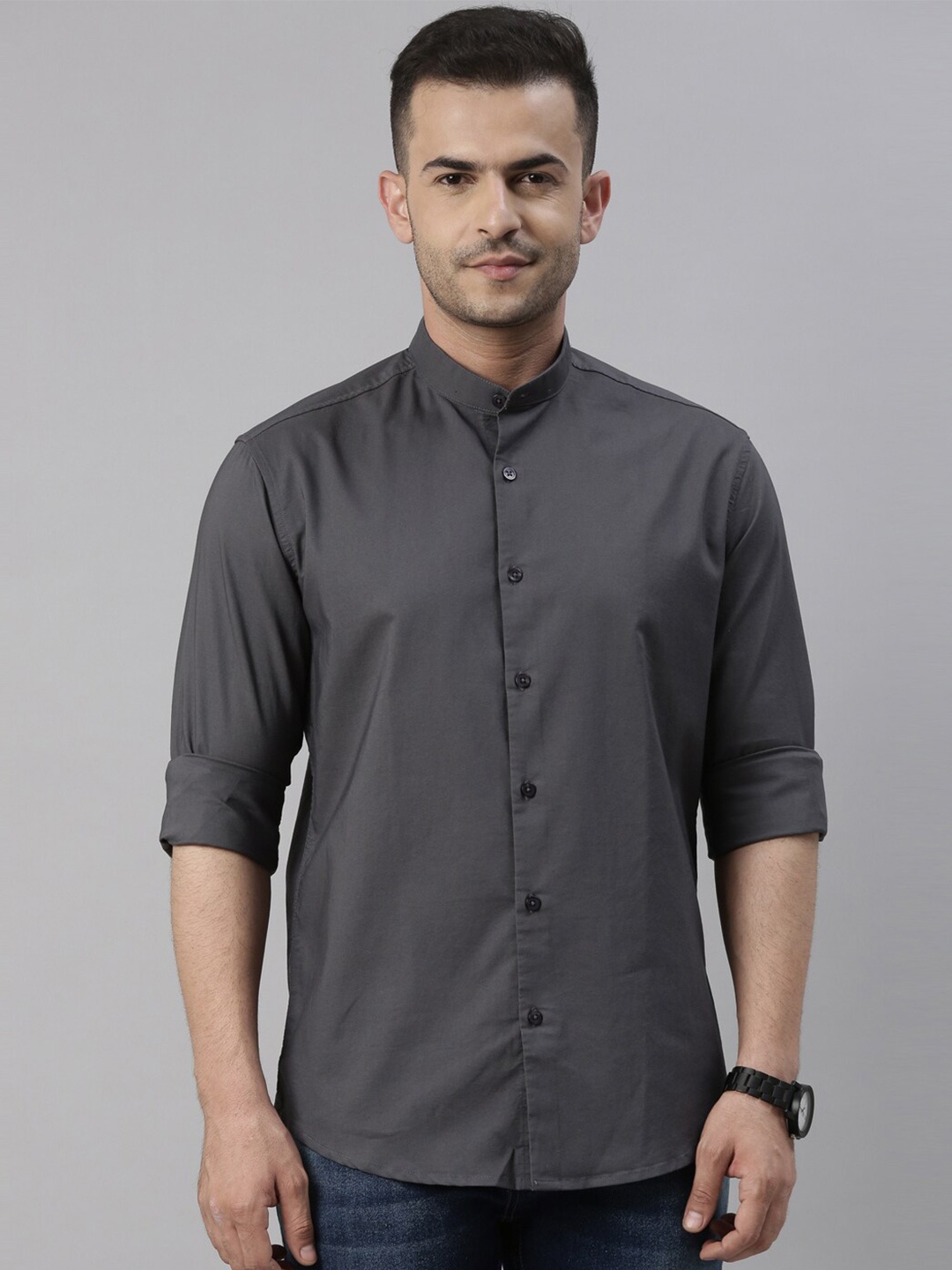 

Bushirt Men Grey Comfort Casual Shirt