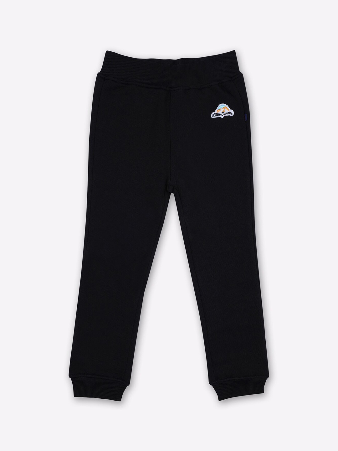 

Little County Boys Black Solid Pure Cotton Joggers