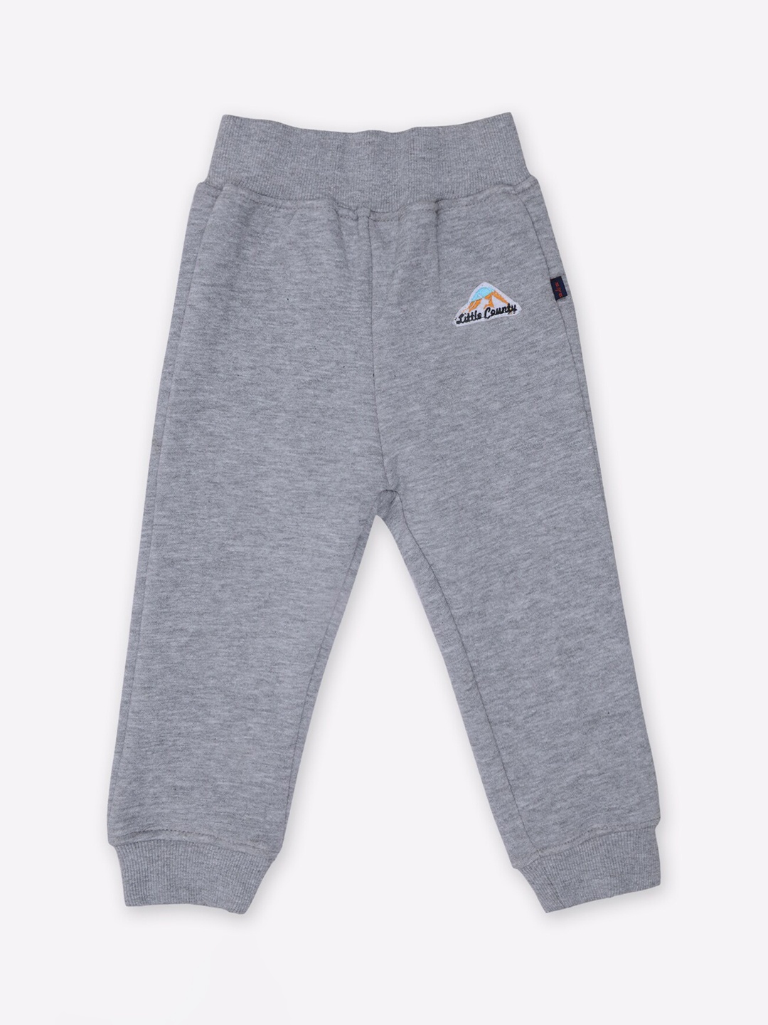 

Little County Boys Grey Melange Solid Pure Cotton Joggers