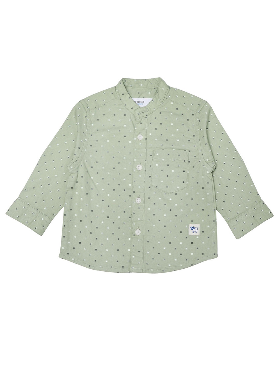 

ZERO THREE Boys Green Standard Printed Pure Cotton Casual Shirt