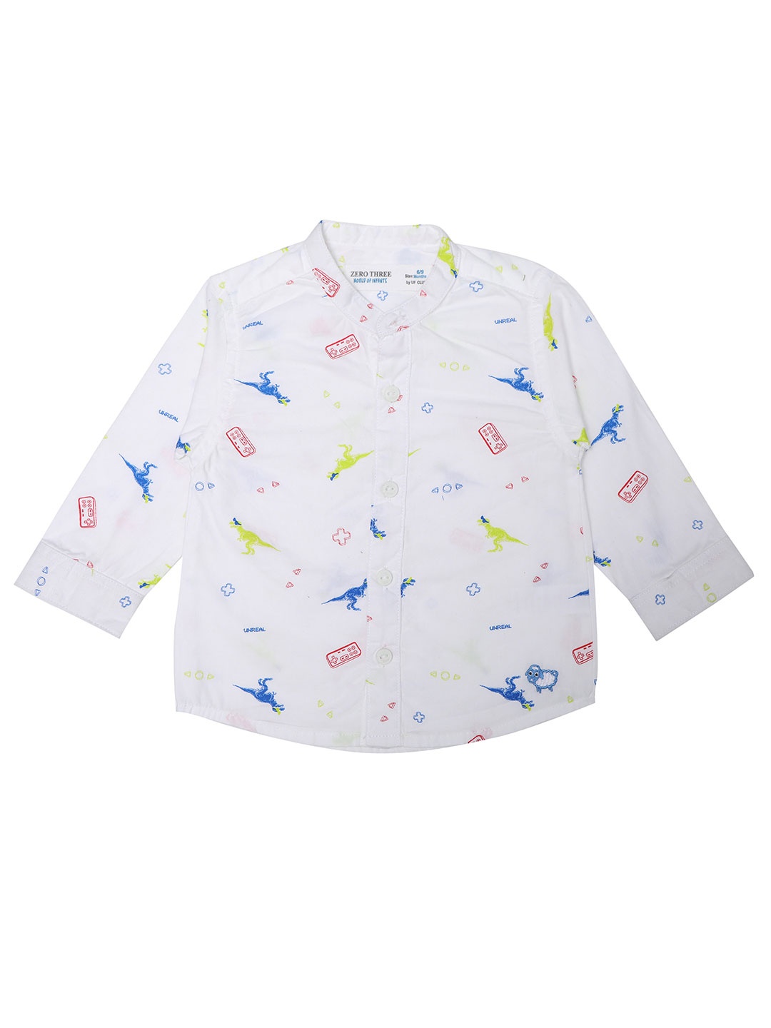 

ZERO THREE Boys White Standard Printed Casual Shirt