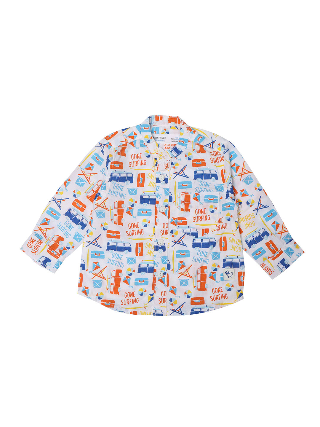 

ZERO THREE Boys White Standard Printed Casual Shirt