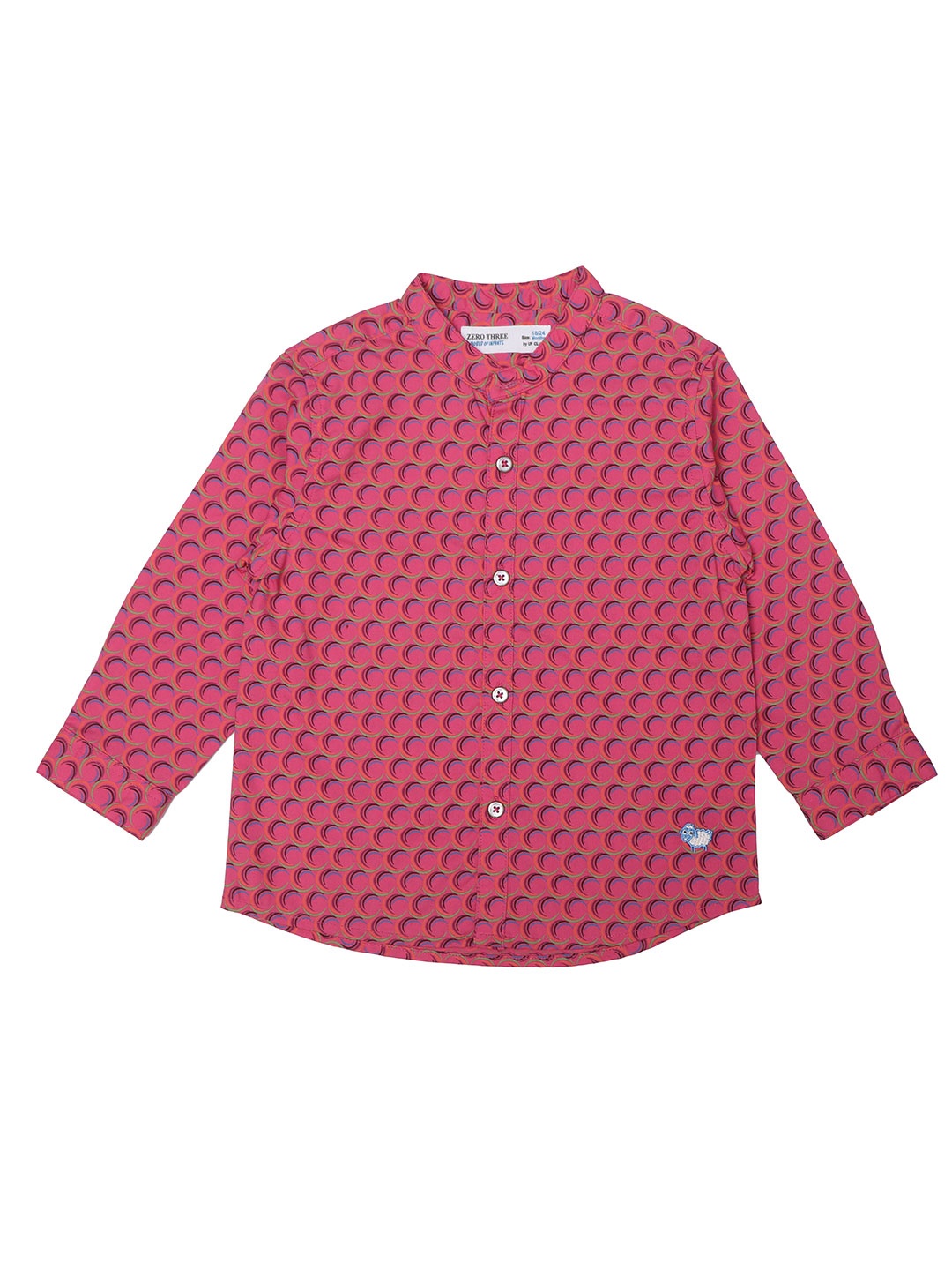 

ZERO THREE Boys Pink Standard Regular Fit Printed Cotton Casual Shirt