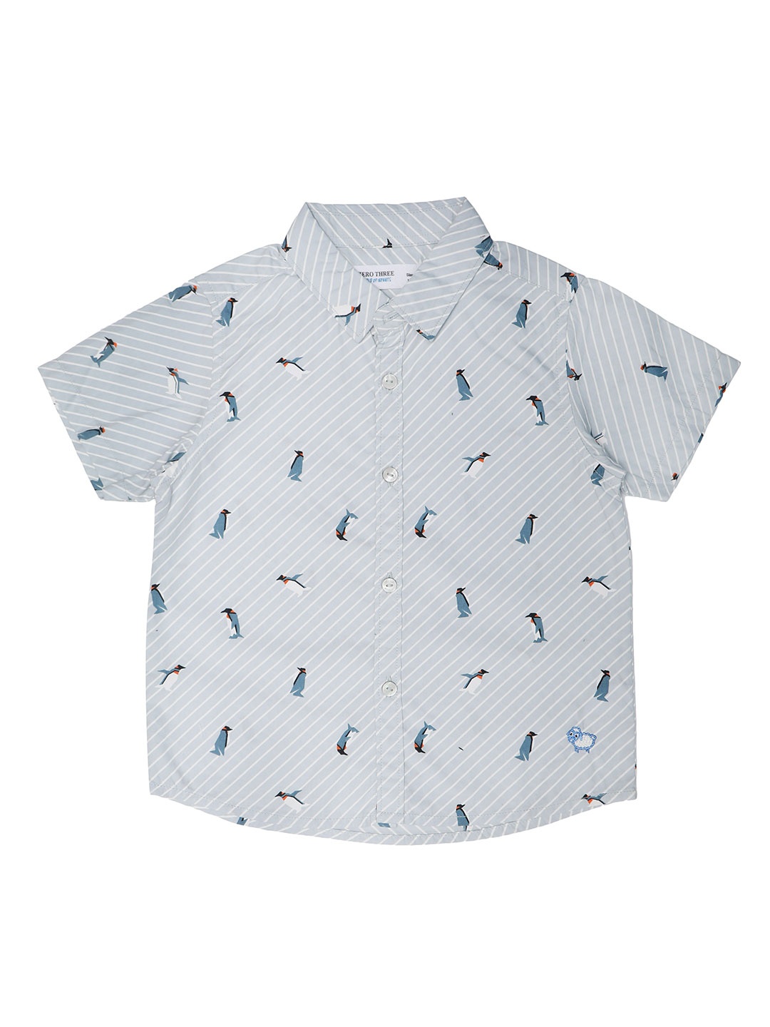 

ZERO THREE Boys Blue Standard Printed Casual Shirt