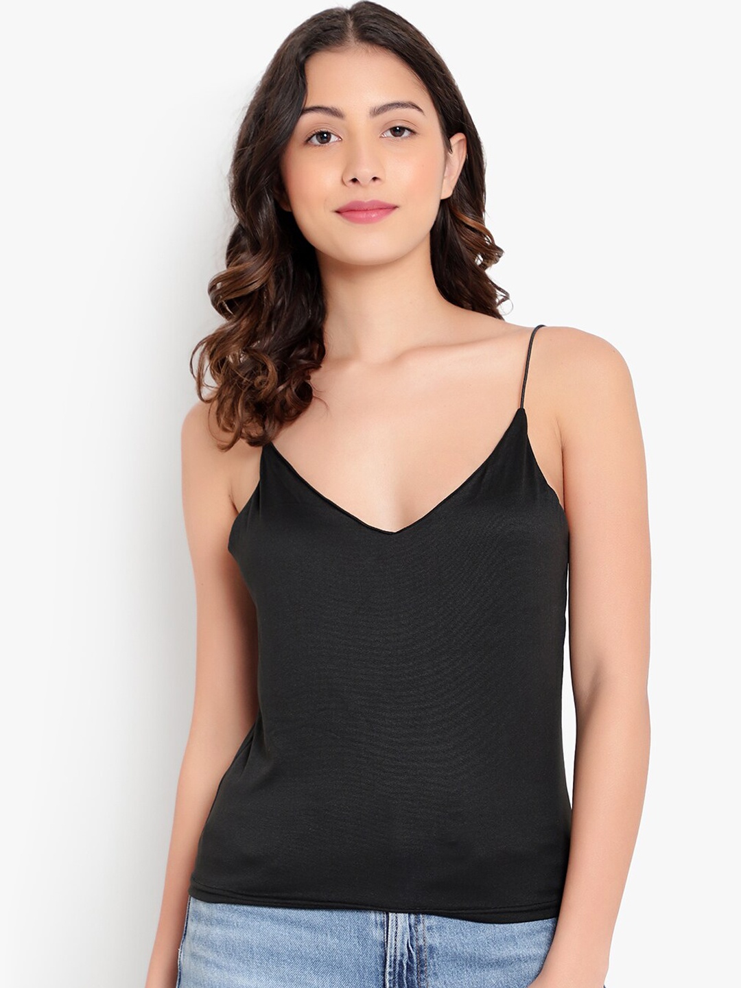 

PARKHA Women Black Solid Non-Padded Cotton Camisoles