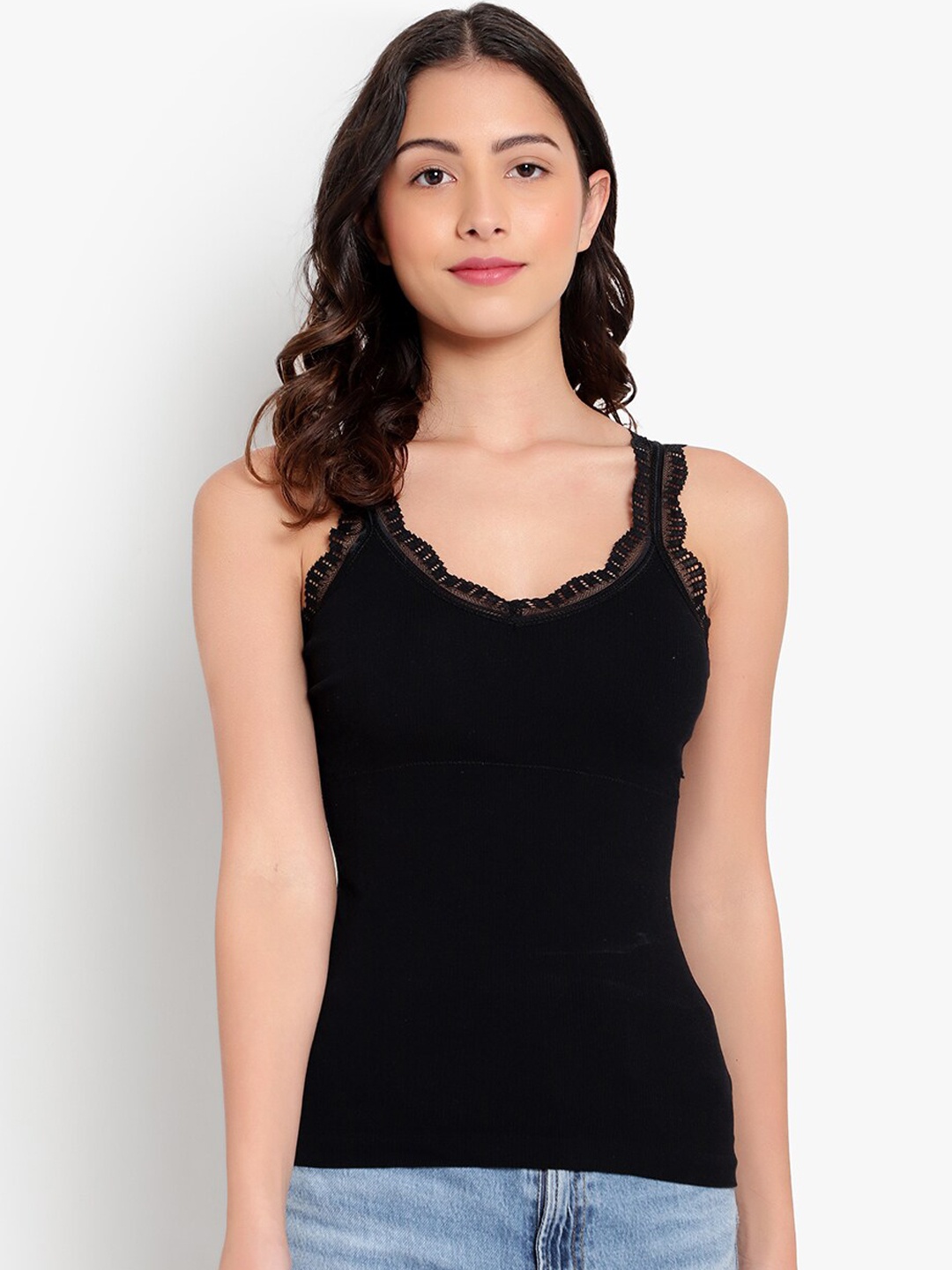 

PARKHA Women Black Solid Camisoles