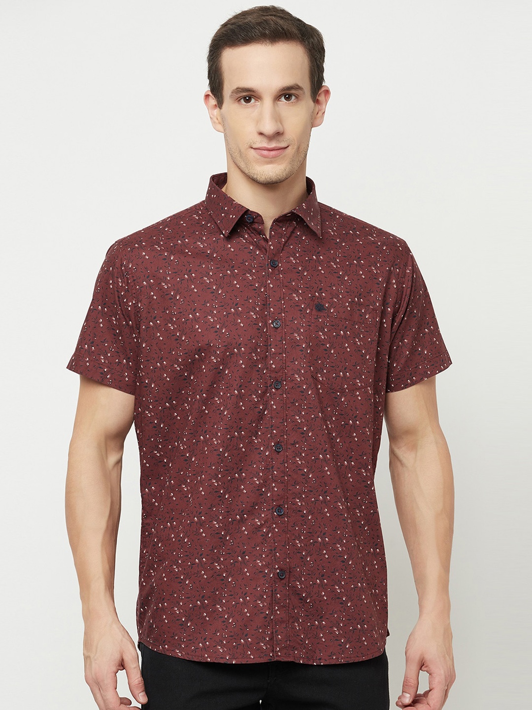 

METTLE Men Maroon Printed Casual Shirt