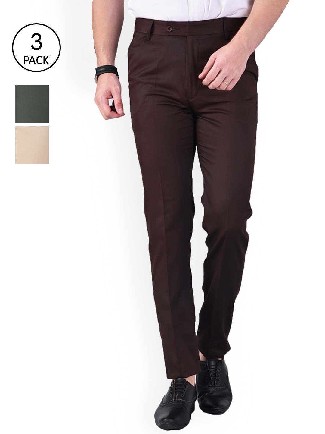 

AD & AV Men Multicoloured Classic Easy Wash Chinos Trousers, Multi