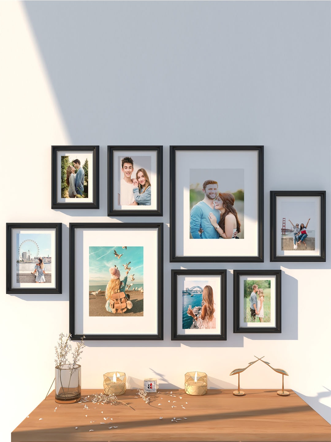 

Art Street Set of 7 Black Solid 3D-Timeline Wall Photoframes