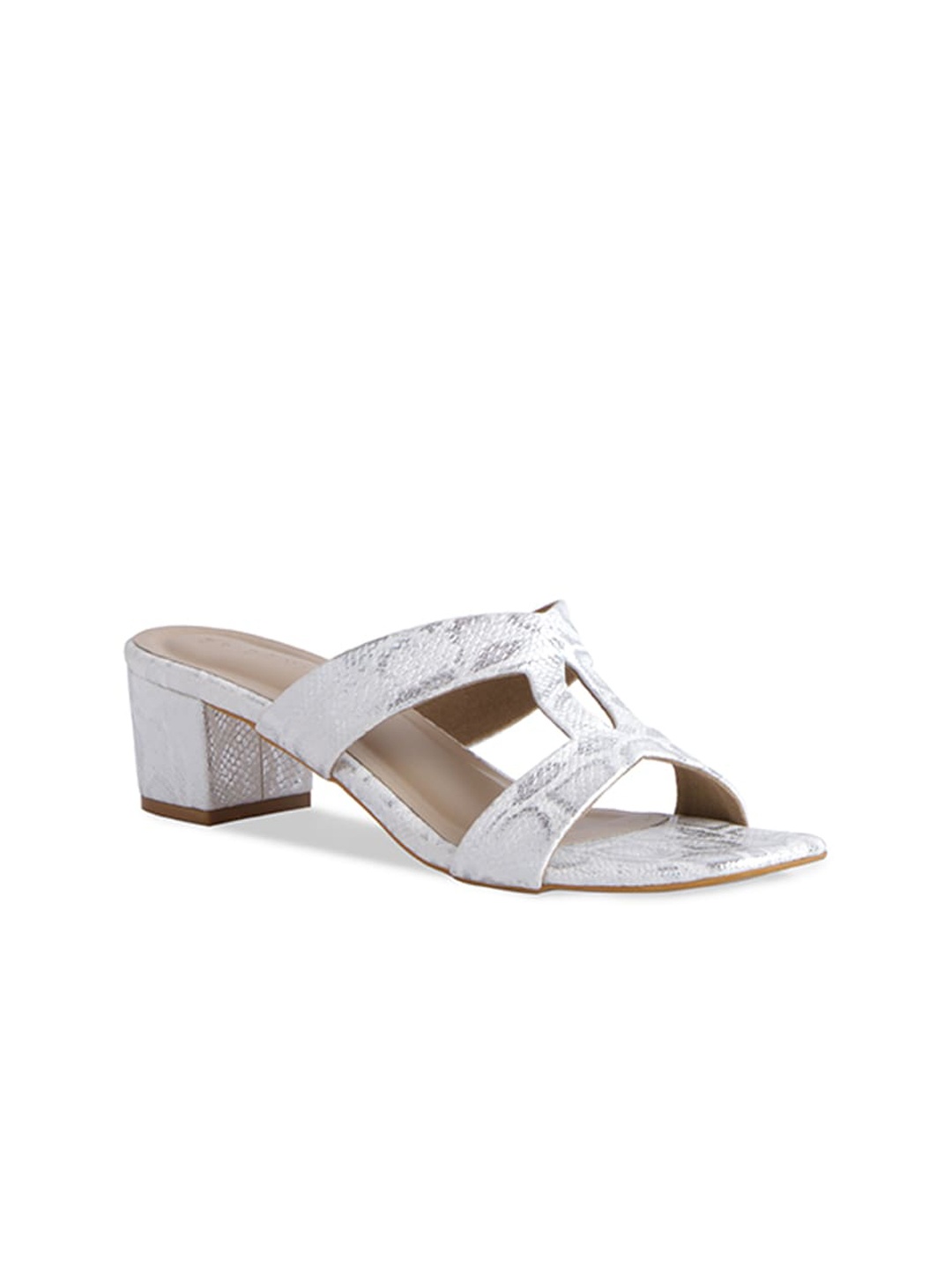 

ERIDANI White Animal Textured Block Heels