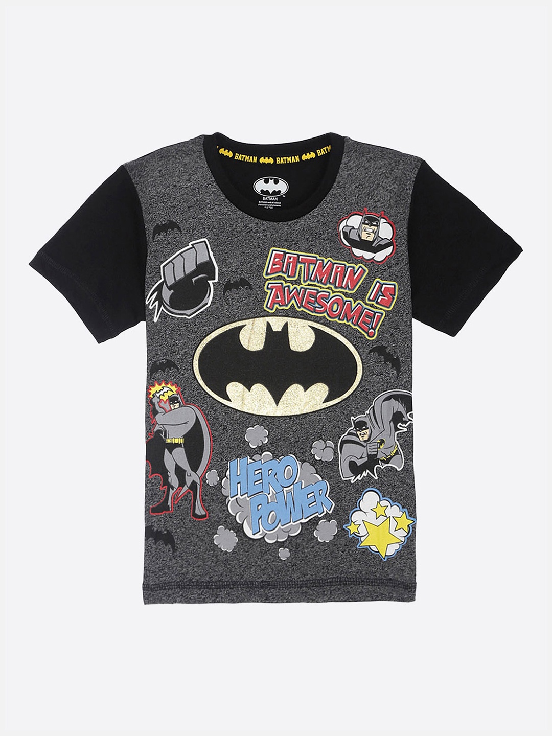 

Kids Ville Boys Black Batman Printed T-shirt