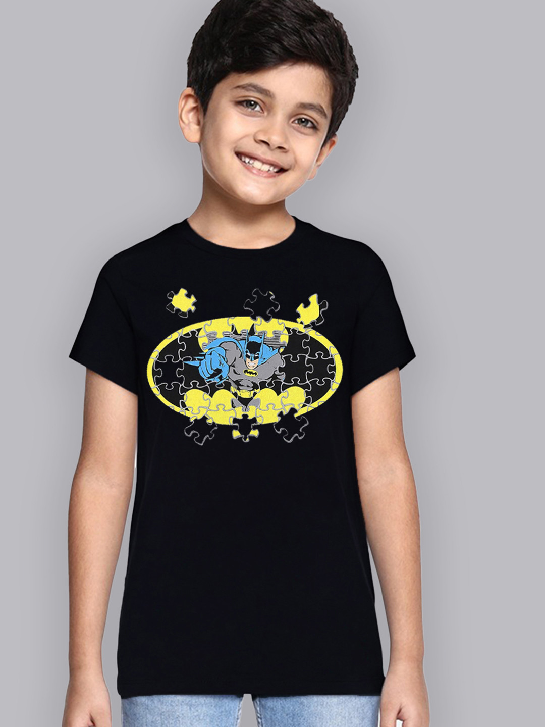 

Kids Ville Boys Black Batman Printed T-shirt