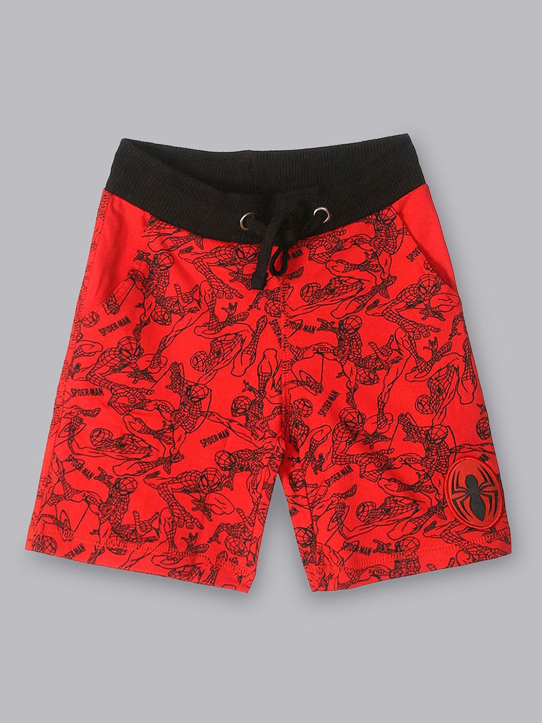 

Kids Ville Boys Red Conversational Printed Cotton Spider-Man Shorts