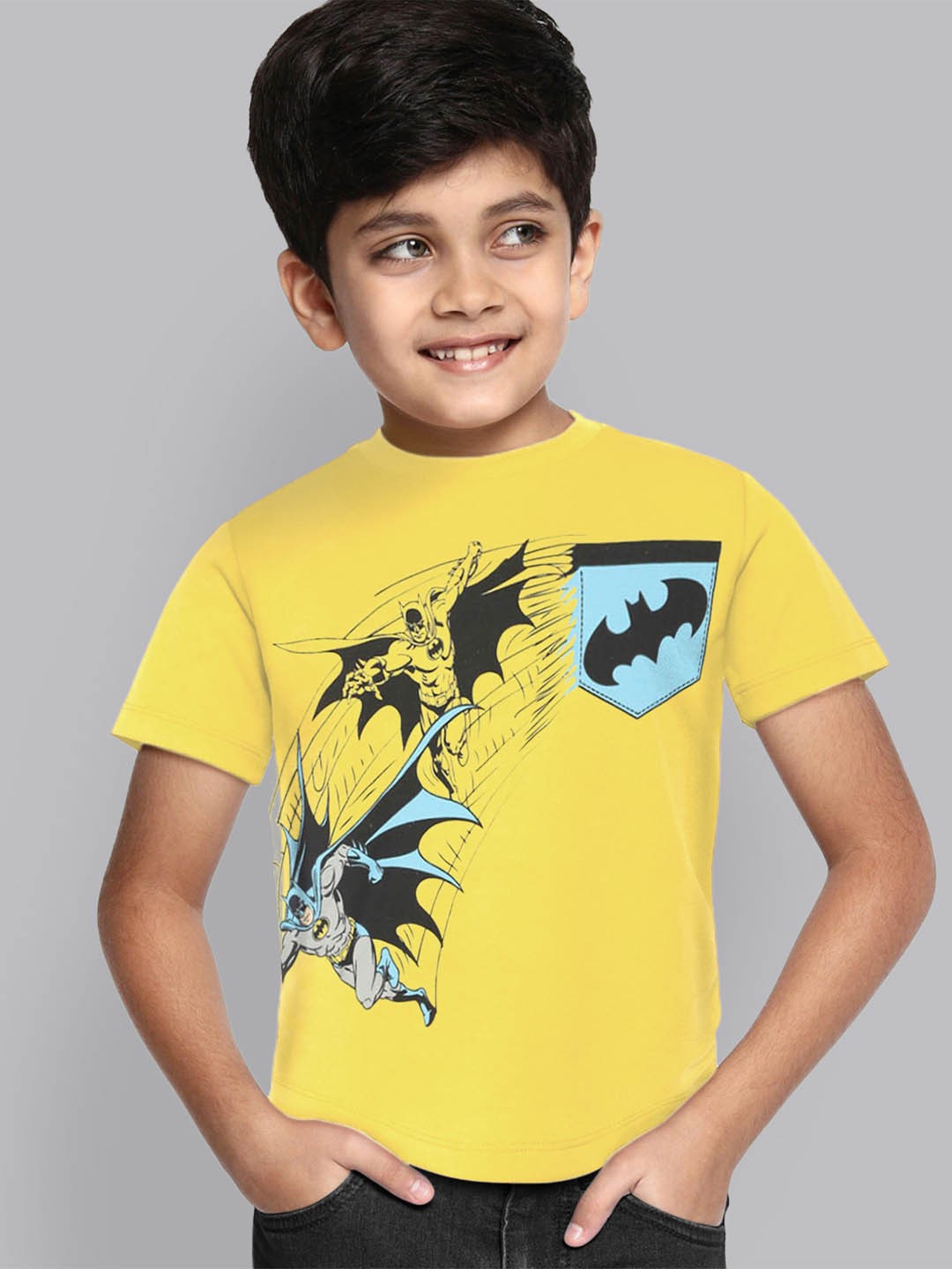 

Kids Ville Boys Yellow Floral Batman Printed T-shirt