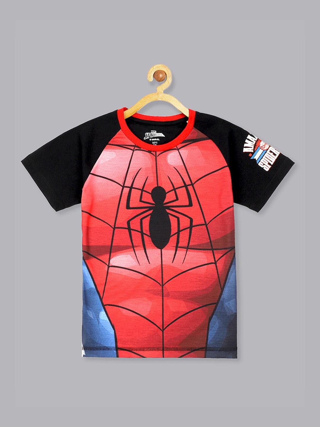 

Kids Ville Boys Black Spider-Man Printed T-shirt