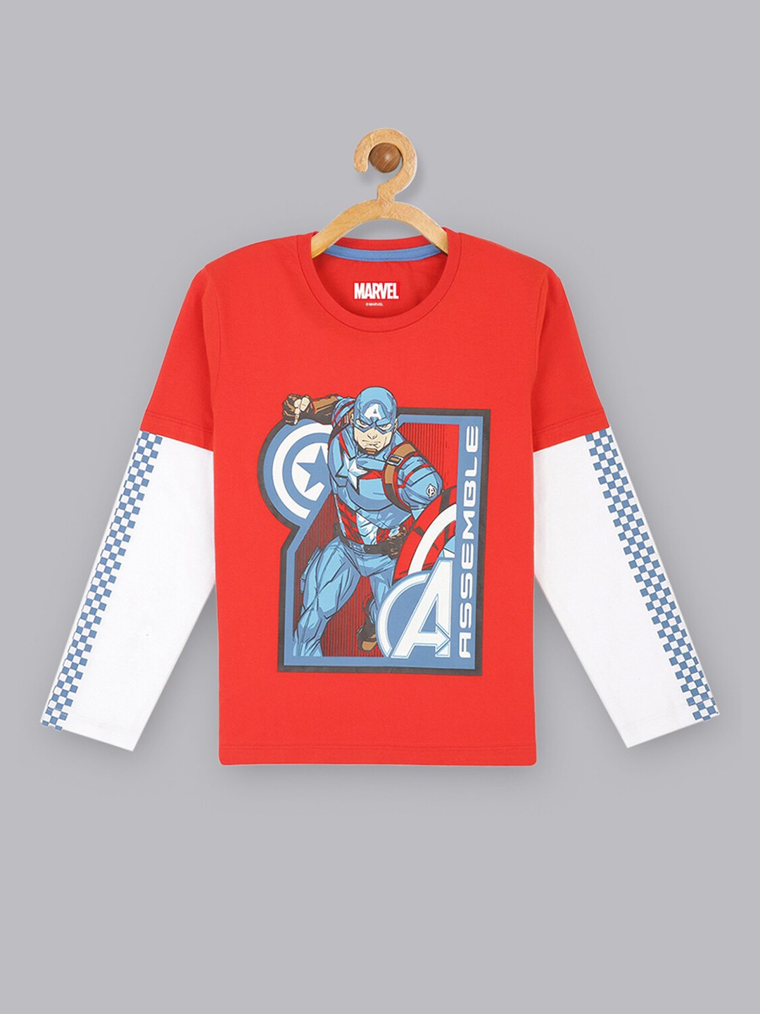 

Kids Ville Boys Multicoloured Captain America Printed Applique T-shirt, Multi
