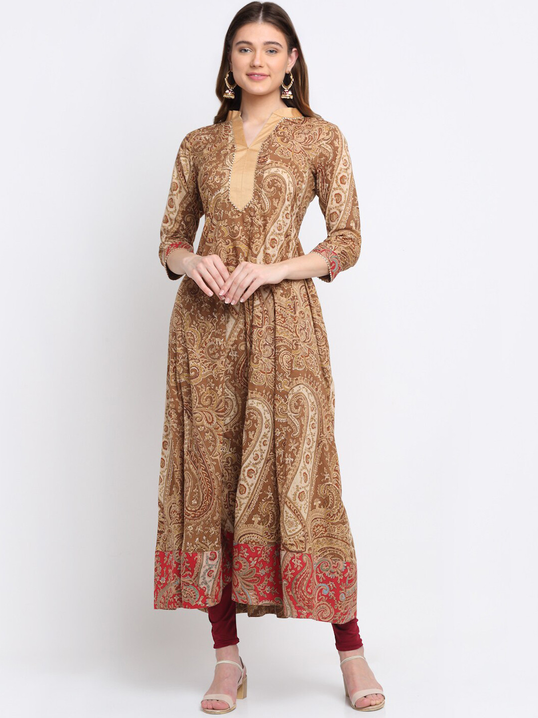 

anokherang Women Beige Pure Cotton Kurti with Palazzos & With Dupatta