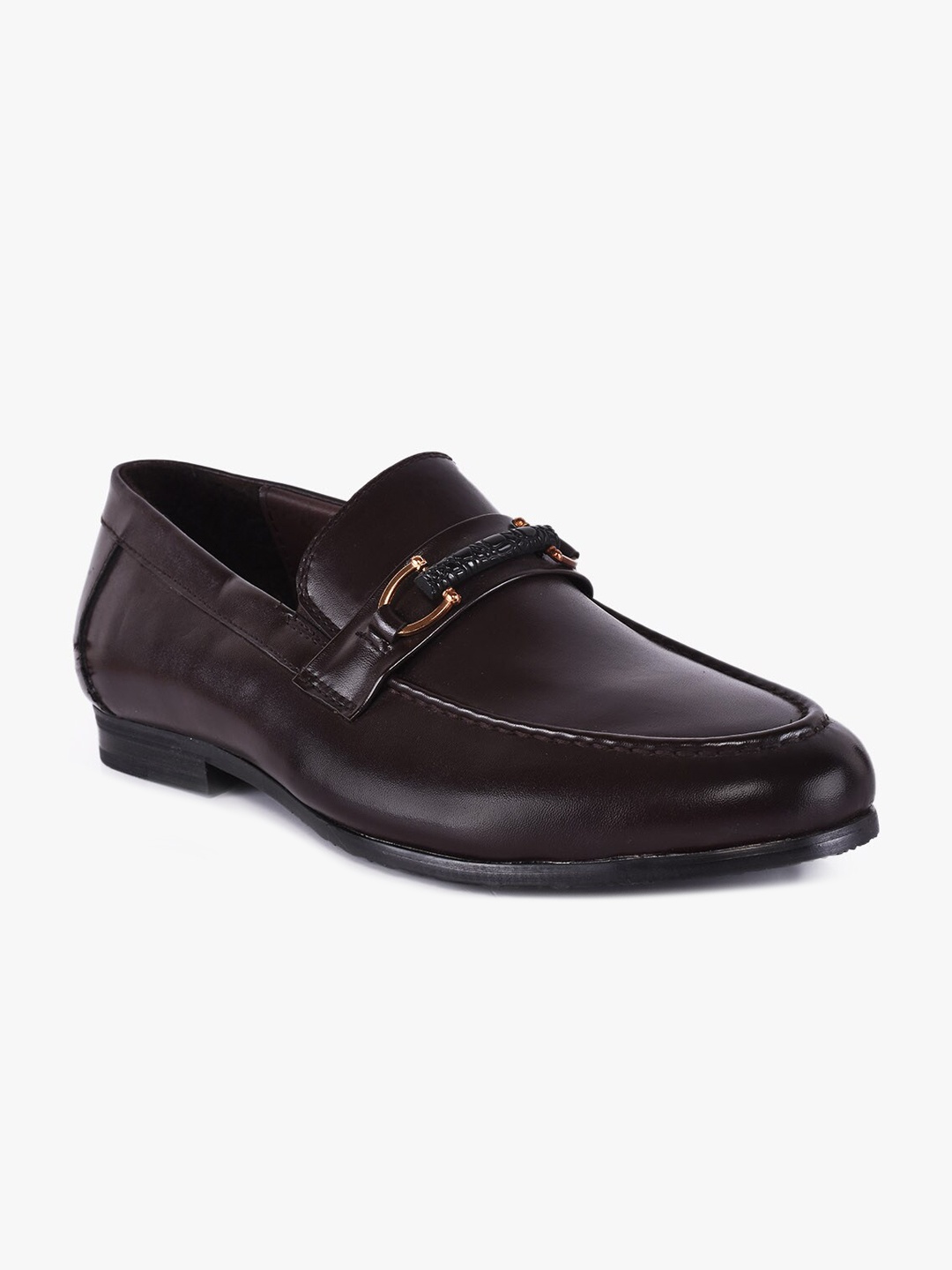 

BuckleUp Men Brown Solid Leather Formal Loafers